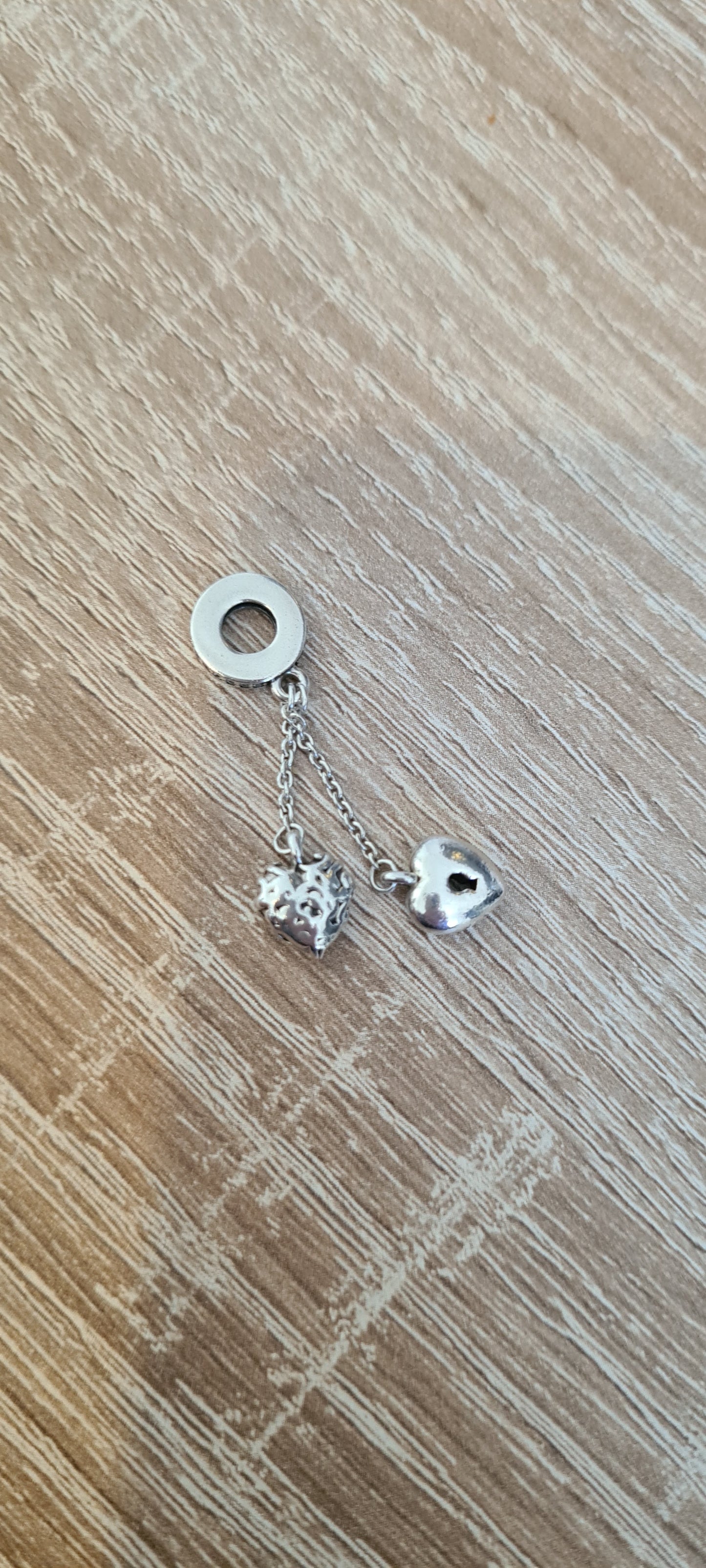 Genuine Pandora Double Dangle Heart Padlock Regal Heart Charm Dangle