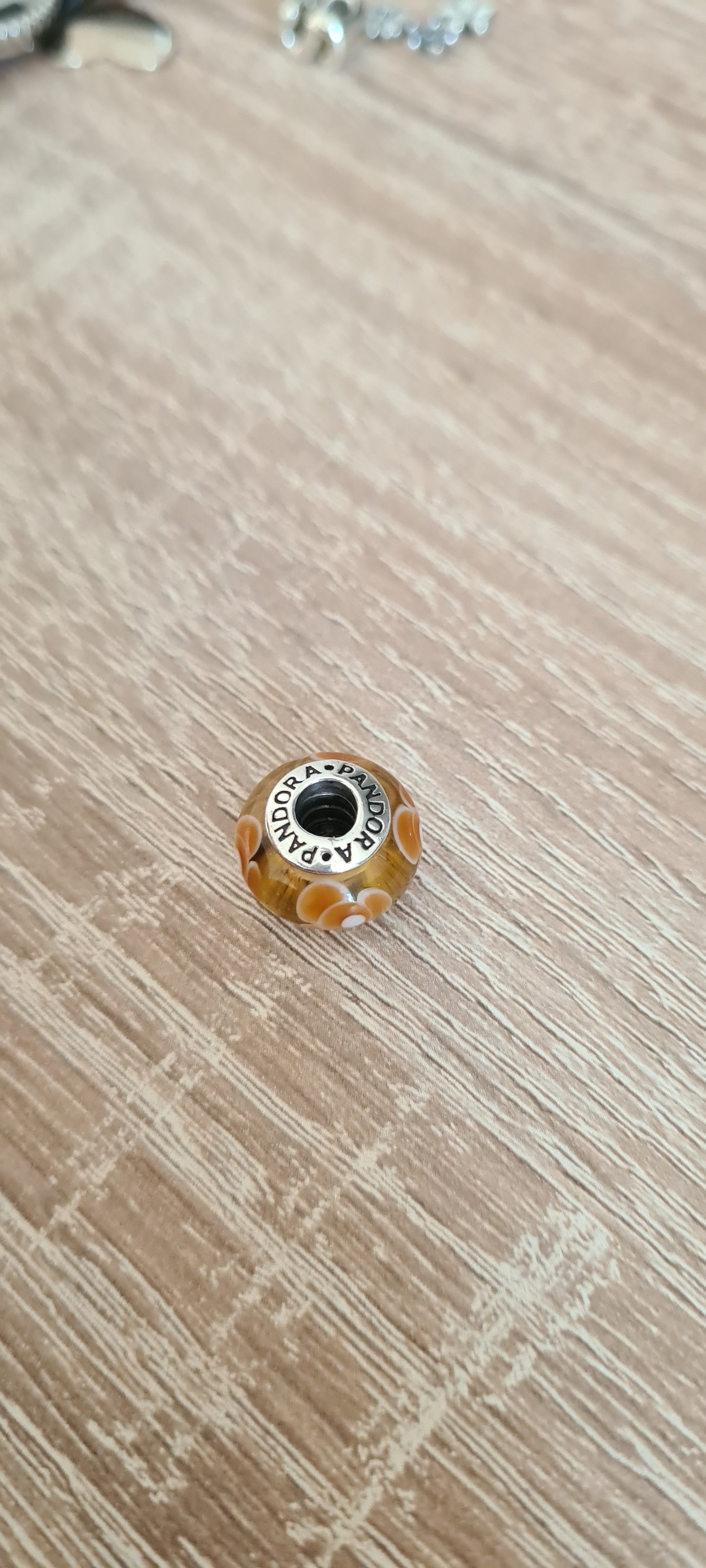 Genuine Pandora Gold Flower Murano Glass Charm