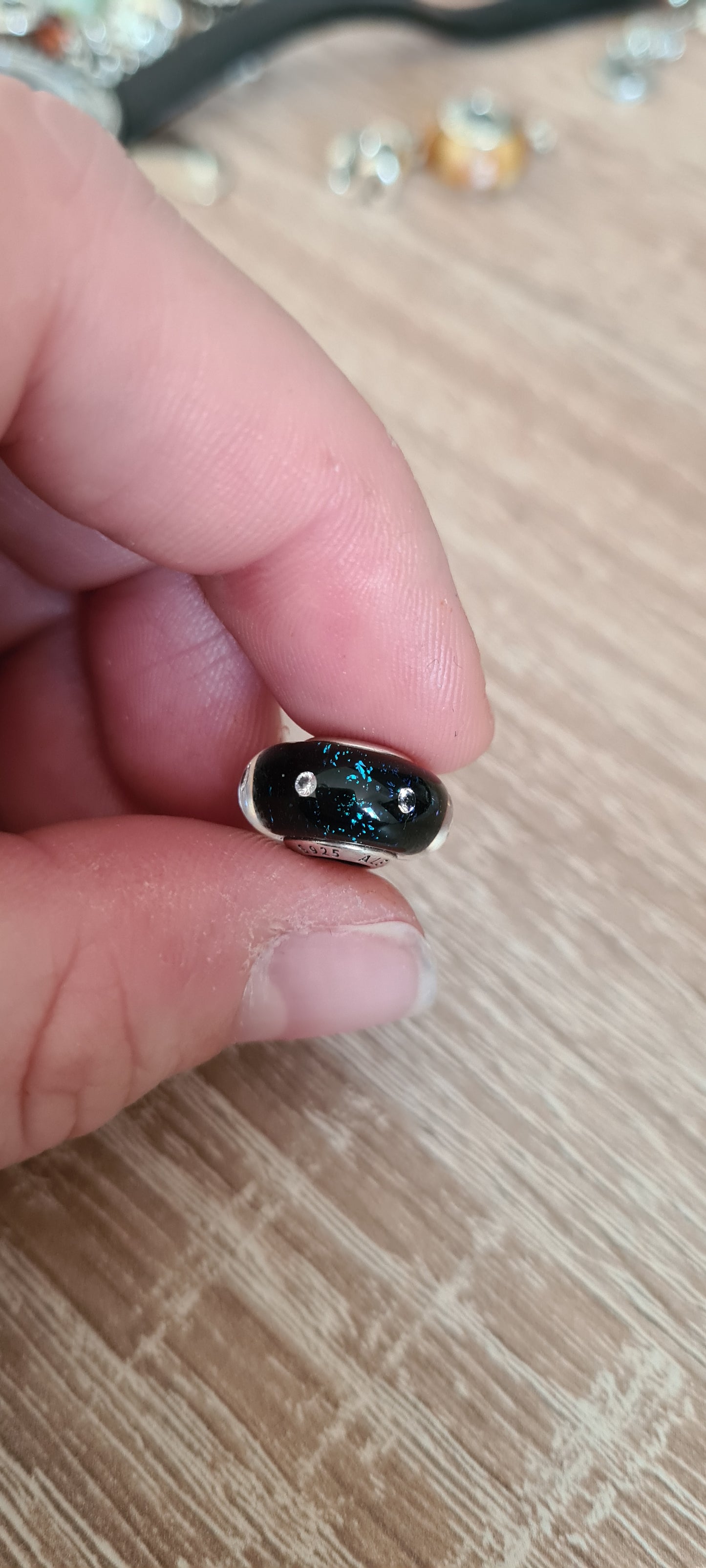 Genuine Pandora Midnight Blue Sparkle Glitter Murano Charm