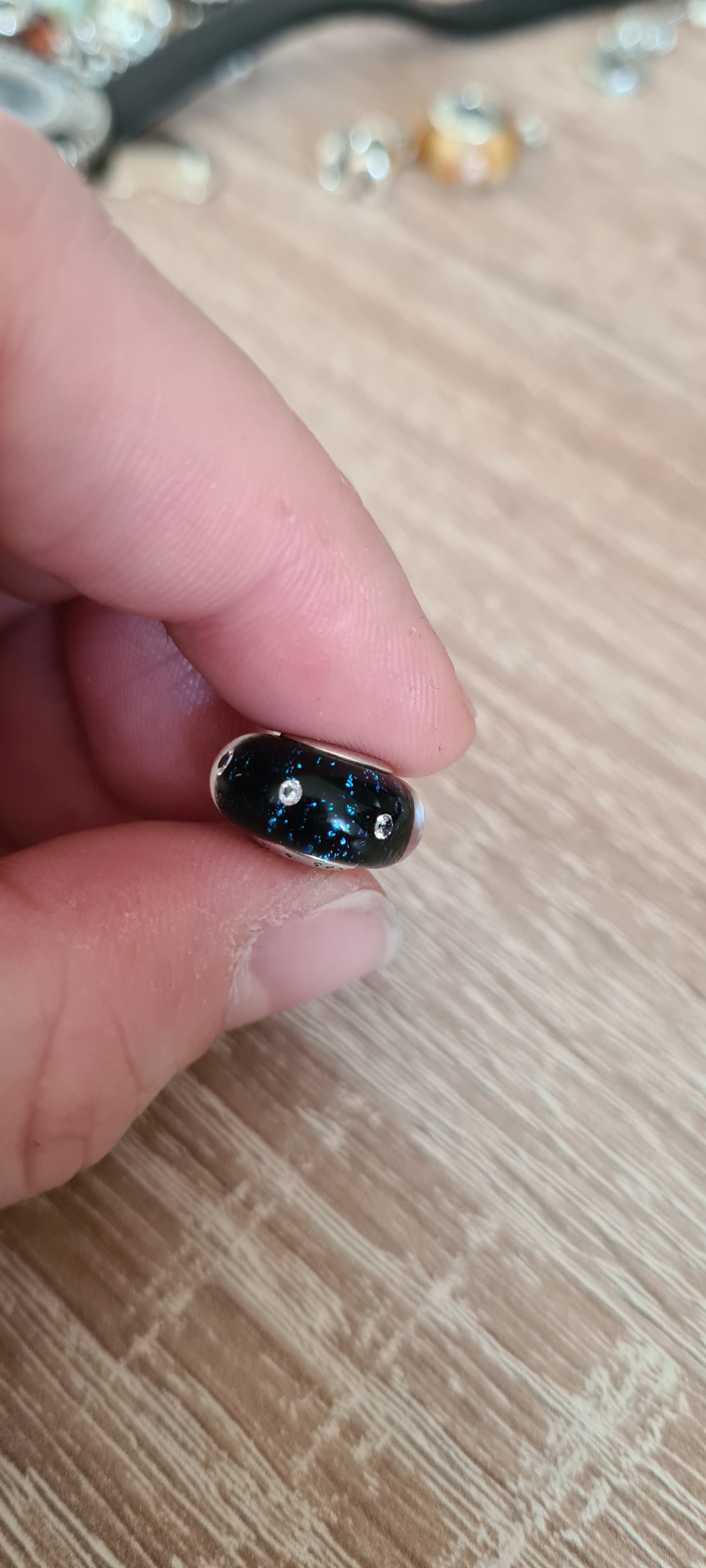 Genuine Pandora Midnight Blue Sparkle Glitter Murano Charm