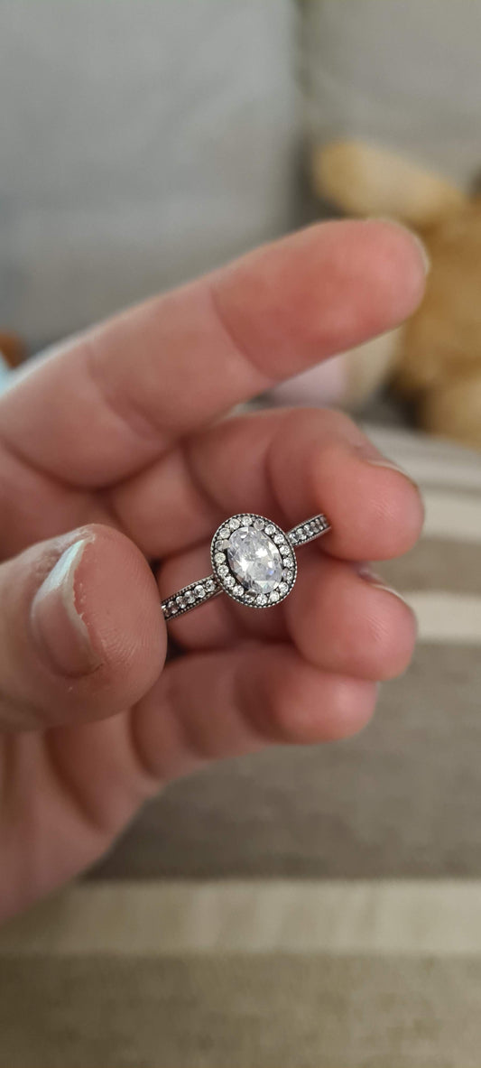 Genuine Pandora Oval CZ Pave Ring Size...