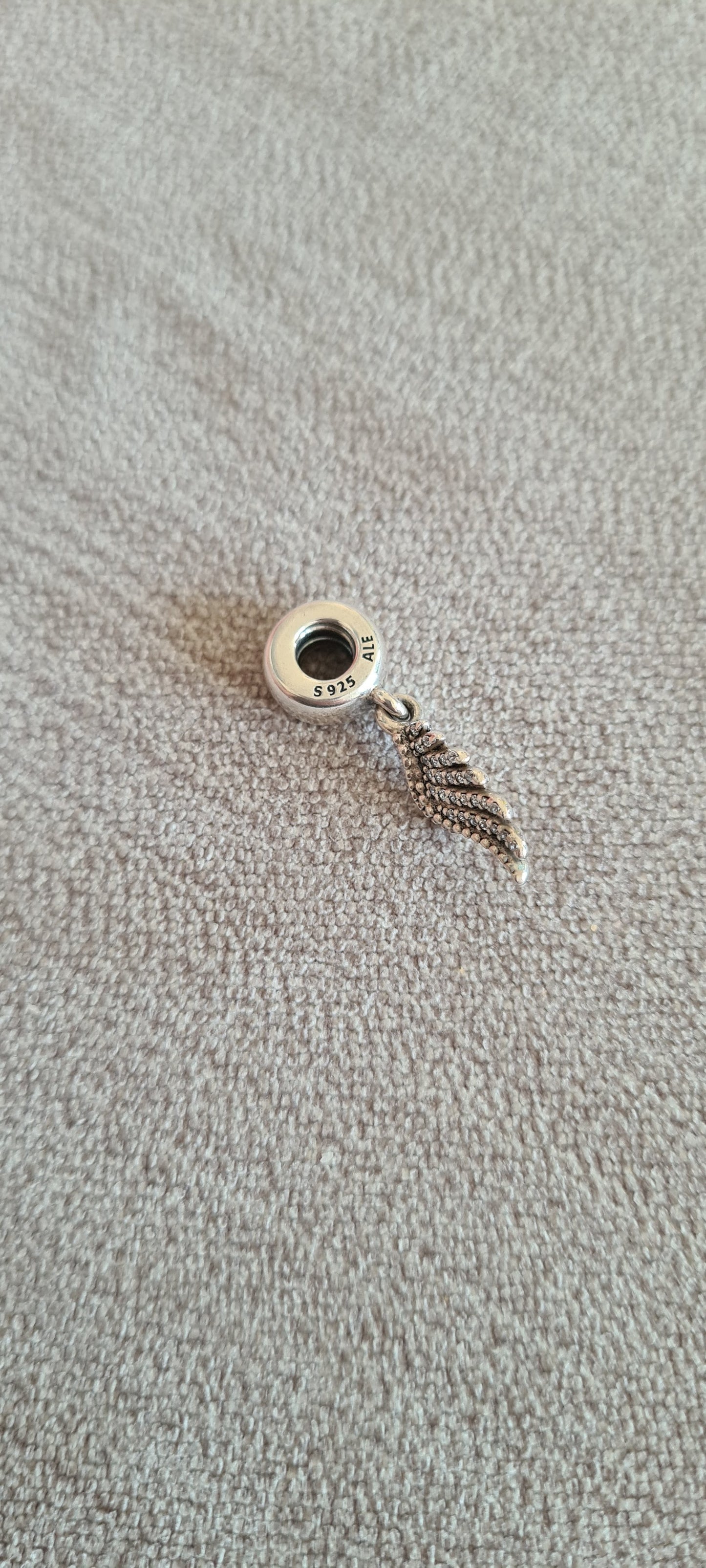 Genuine Pandora Angel Wing Feather Dangle Pave Charm