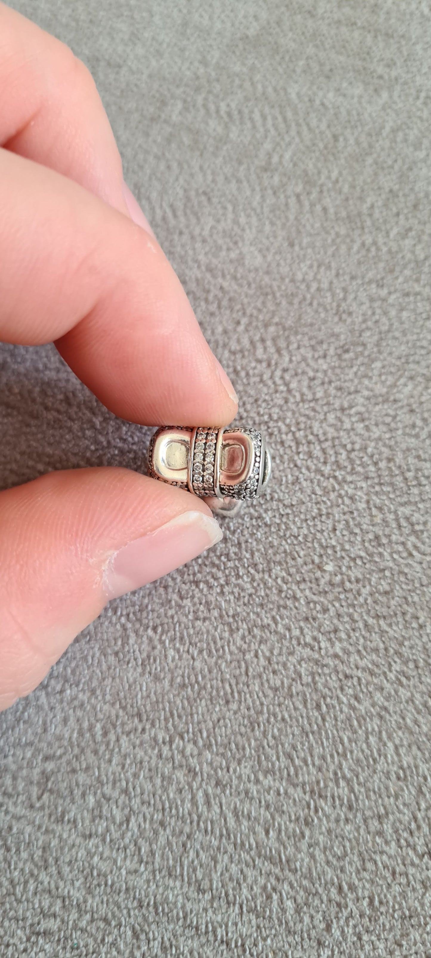 Genuine Pandora Large Bow Pave Dangle with Heart