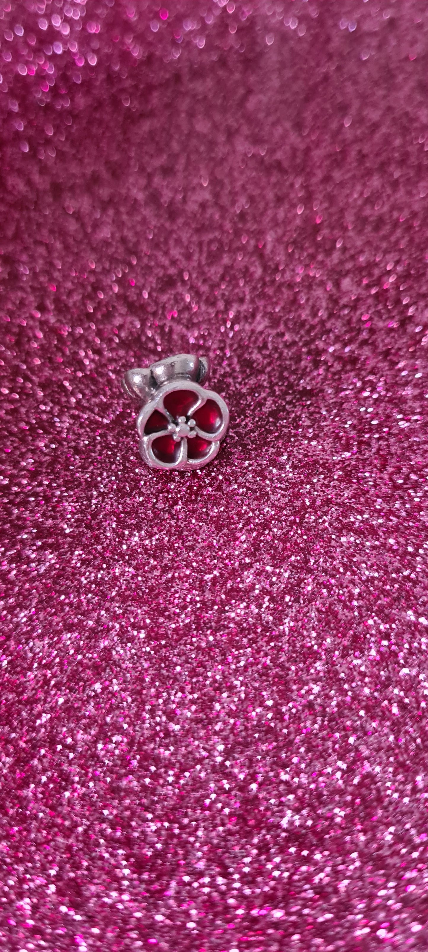 Genuine Pandora Poppy Enamel Red Flower Trio Charm