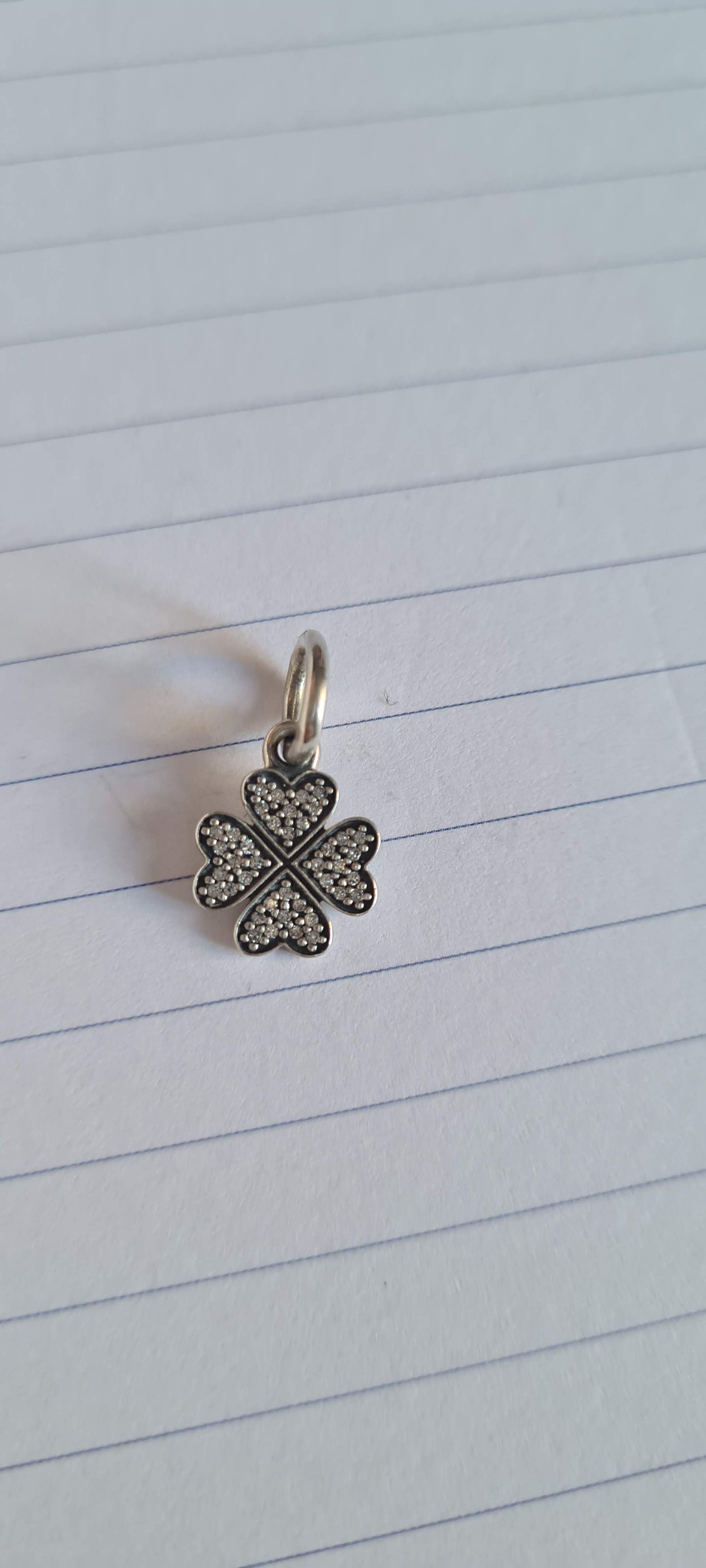 Genuine Pandora Lucky Clover Pave Dangle Charm