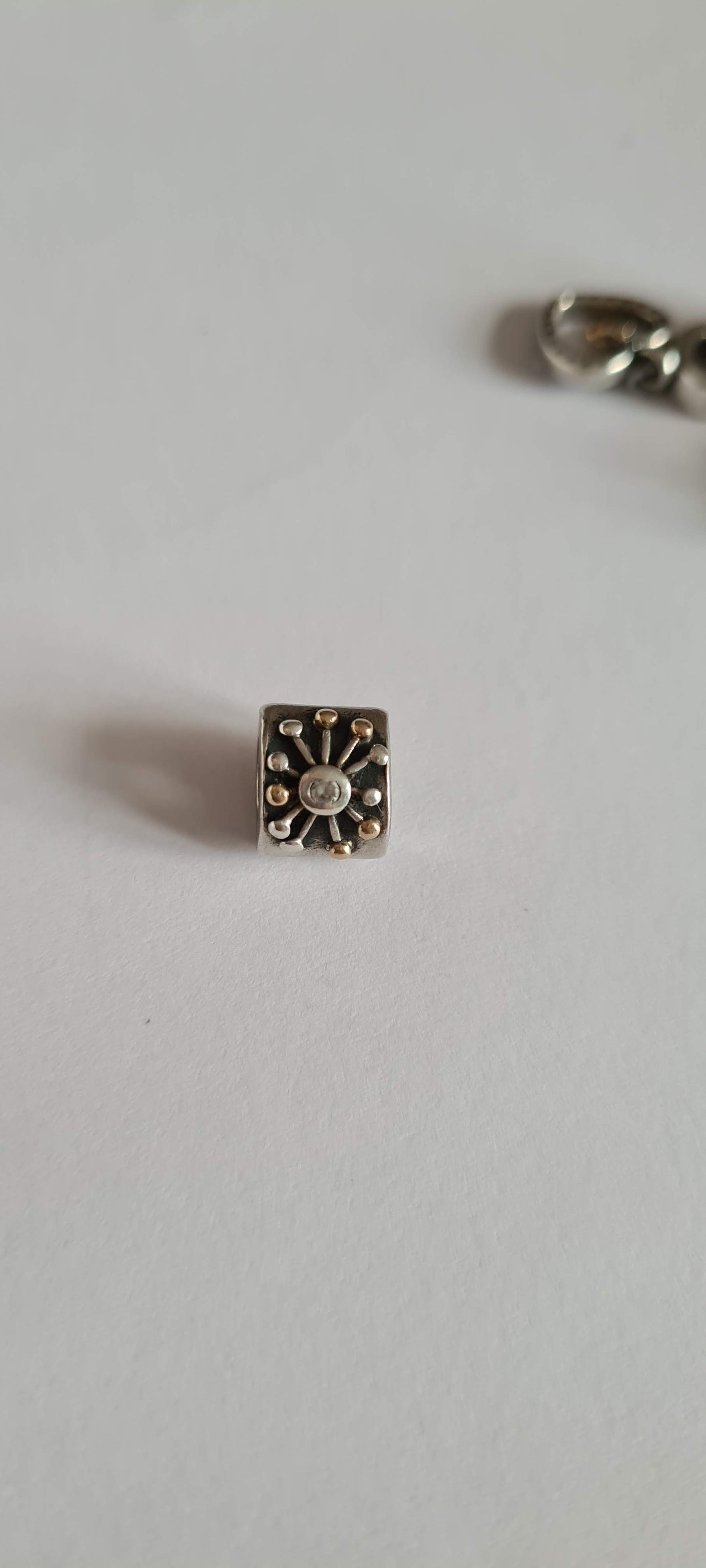 Genuine Pandora Two Tone Starburst Firework Charm with Gold Dots