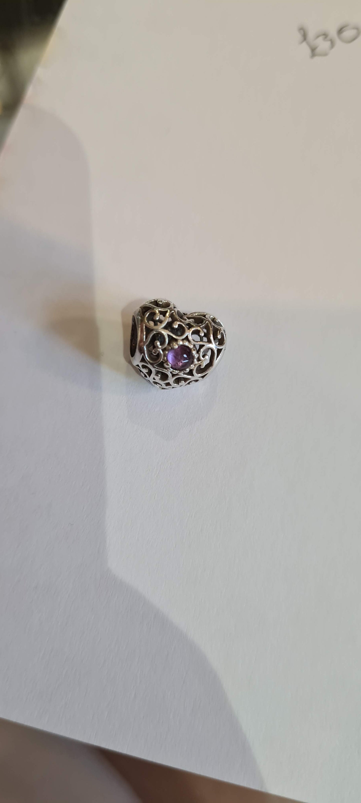 Genuine Pandora Purple Amethyst February Birthstone Heart