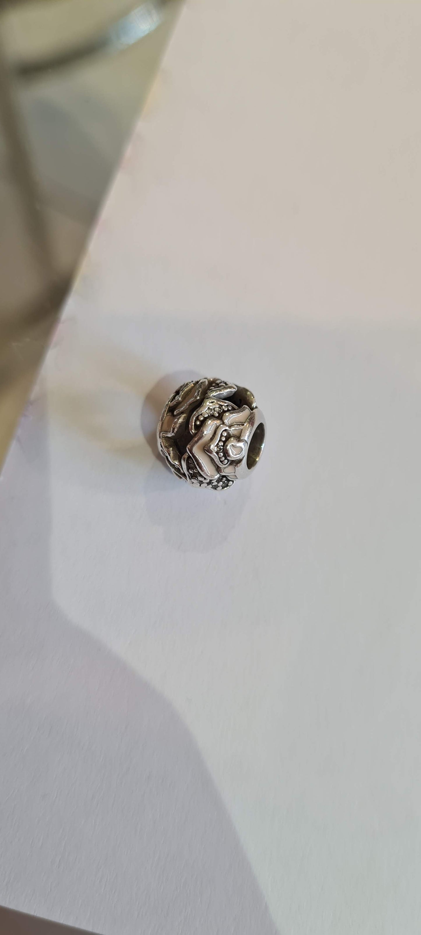 Genuine Pandora Flower Rose Ball Charm Retired Enamel Pave
