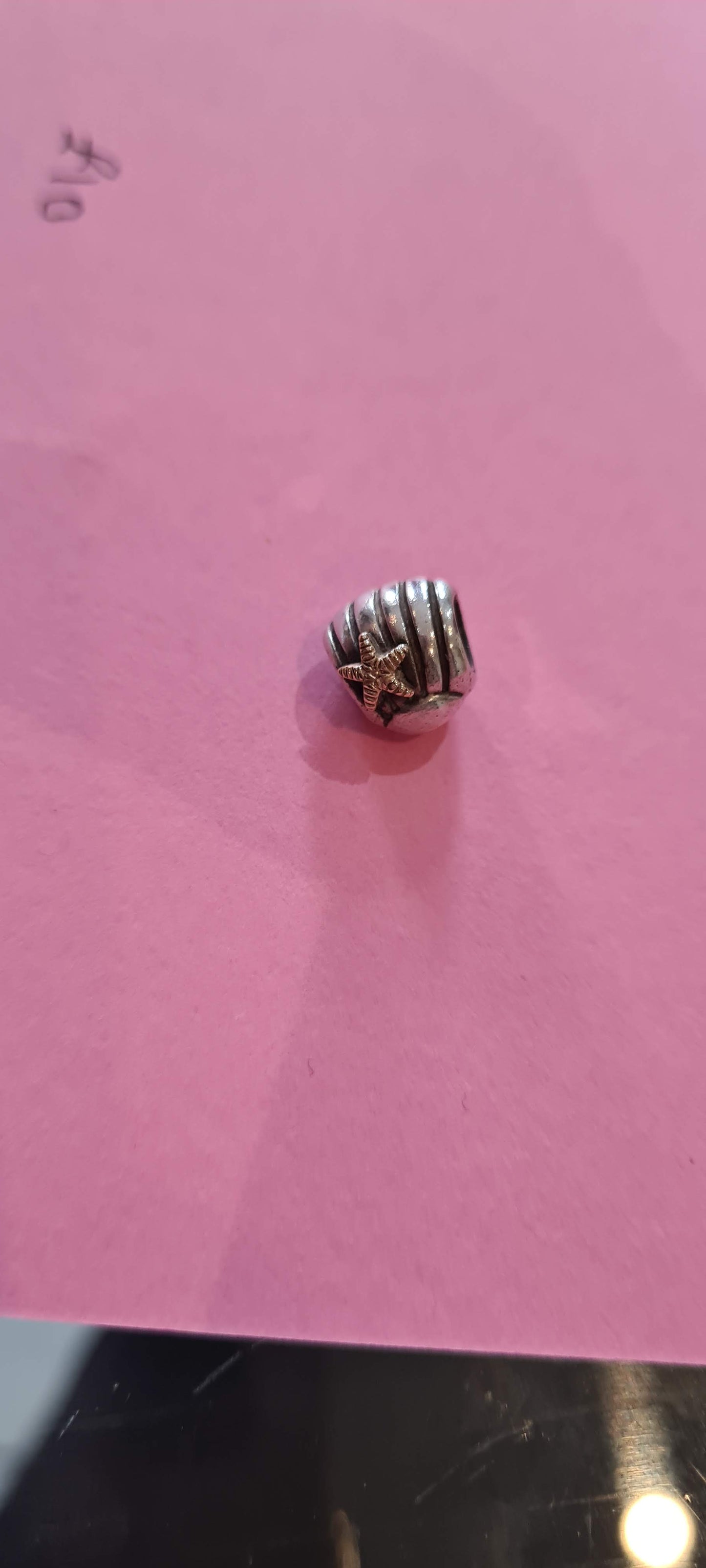 Genuine Pandora Seashell With 14K Gold Starfish Two Tone