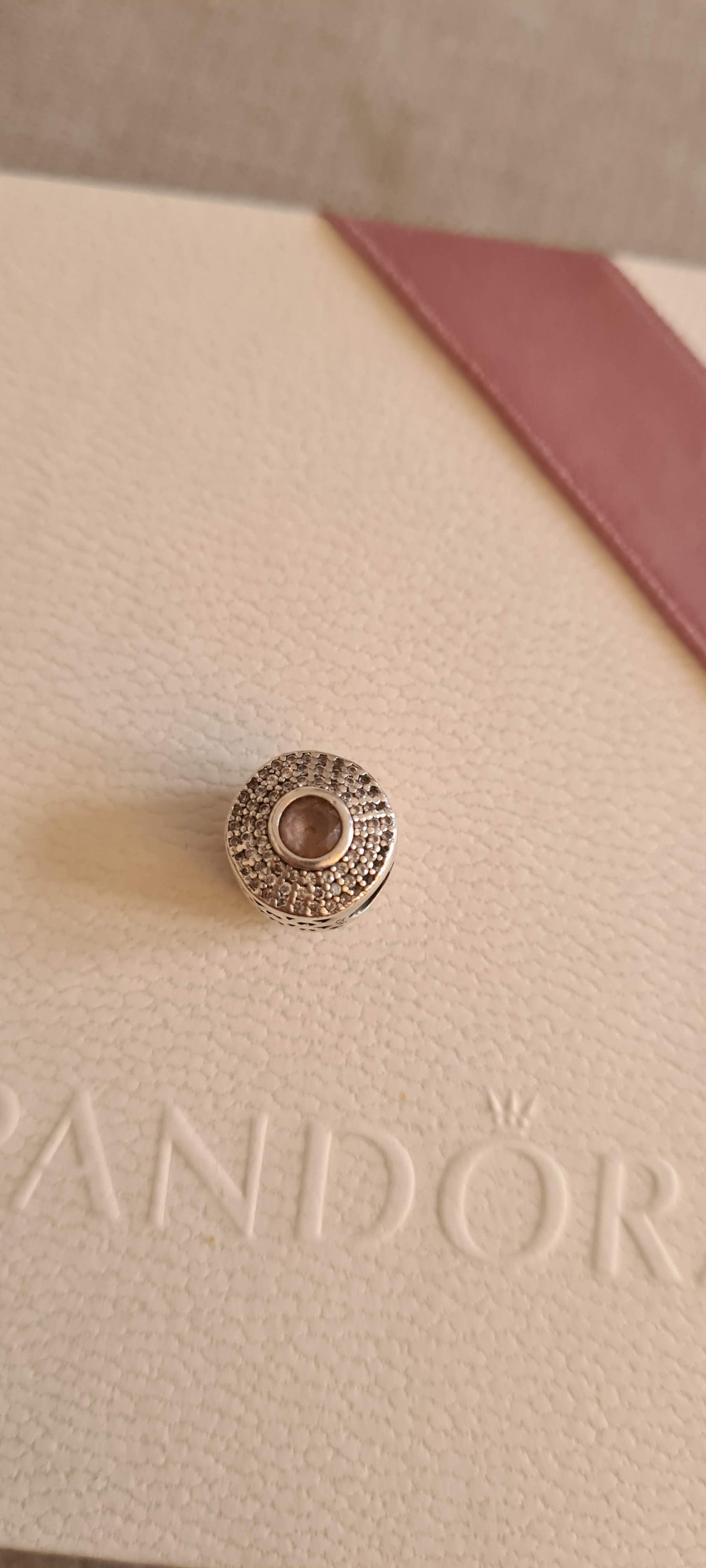 Genuine Pandora Pave Charm with Pink Stone