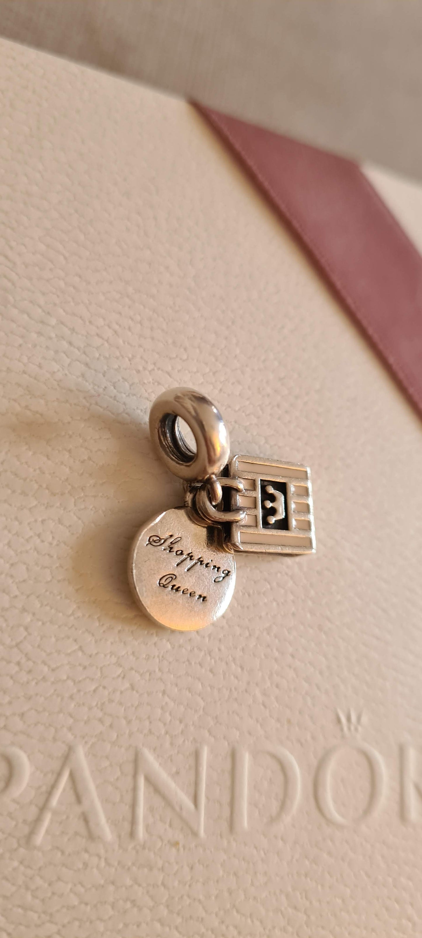 Genuine Pandora Shopping Queen Shopping Bag Charm Dangle Pink
