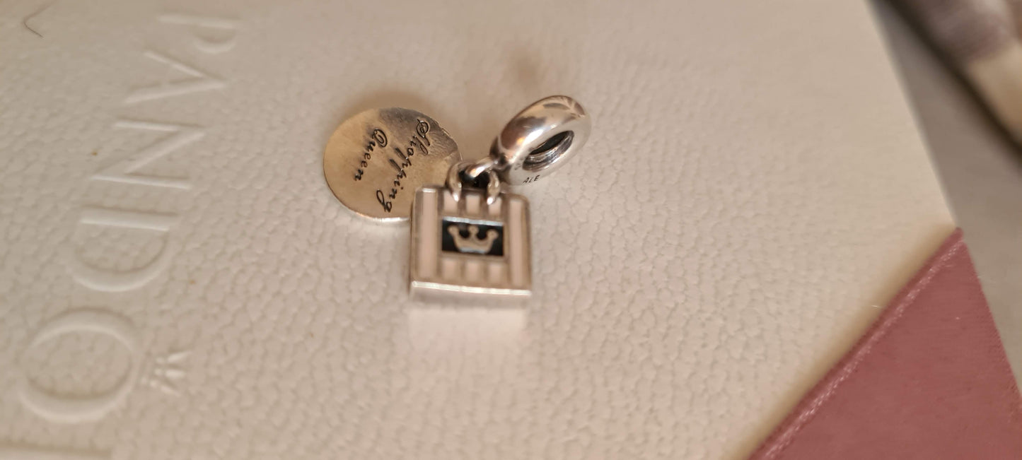 Genuine Pandora Shopping Queen Shopping Bag Charm Dangle Pink