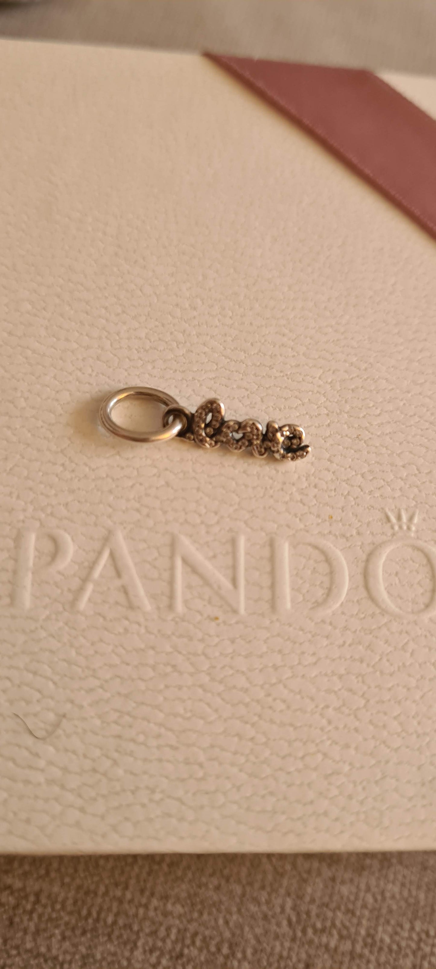 Genuine Pandora Love Word Dangle Pave Charm Gift