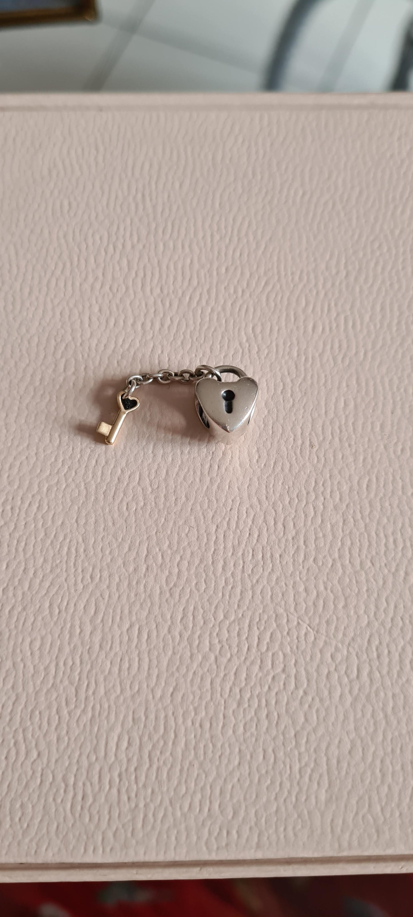 Genuine Pandora Heart Lock and Gold Key Charm Two Tone