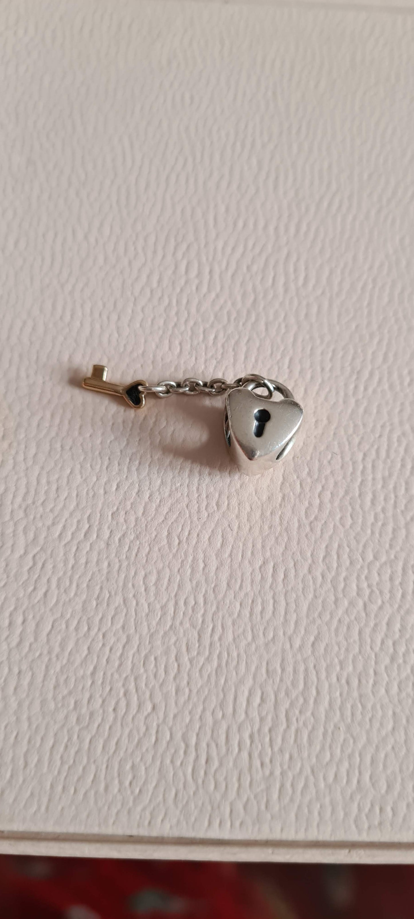 Genuine Pandora Heart Lock and Gold Key Charm Two Tone
