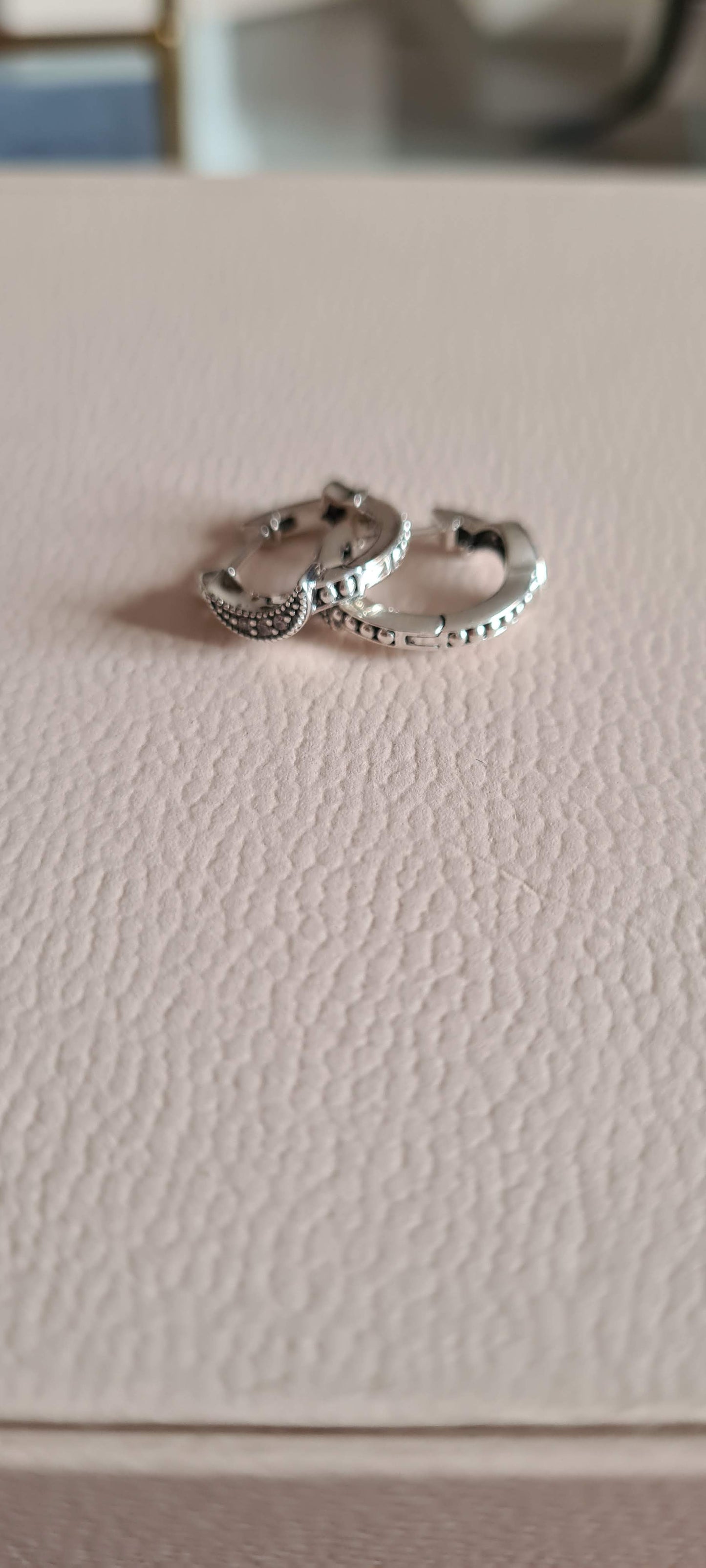 Genuine Pandora Crescent Moon and Stars and Pave Hoops