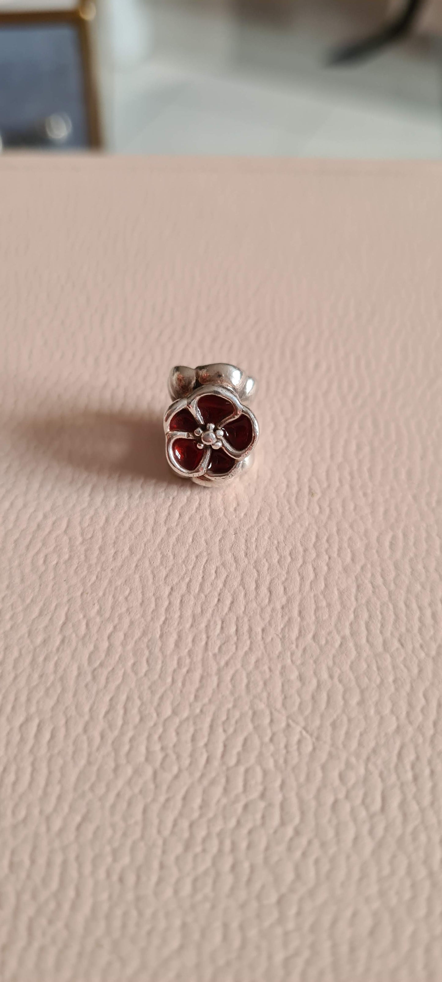 Genuine Pandora Poppy Enamel Red Flower Trio Charm