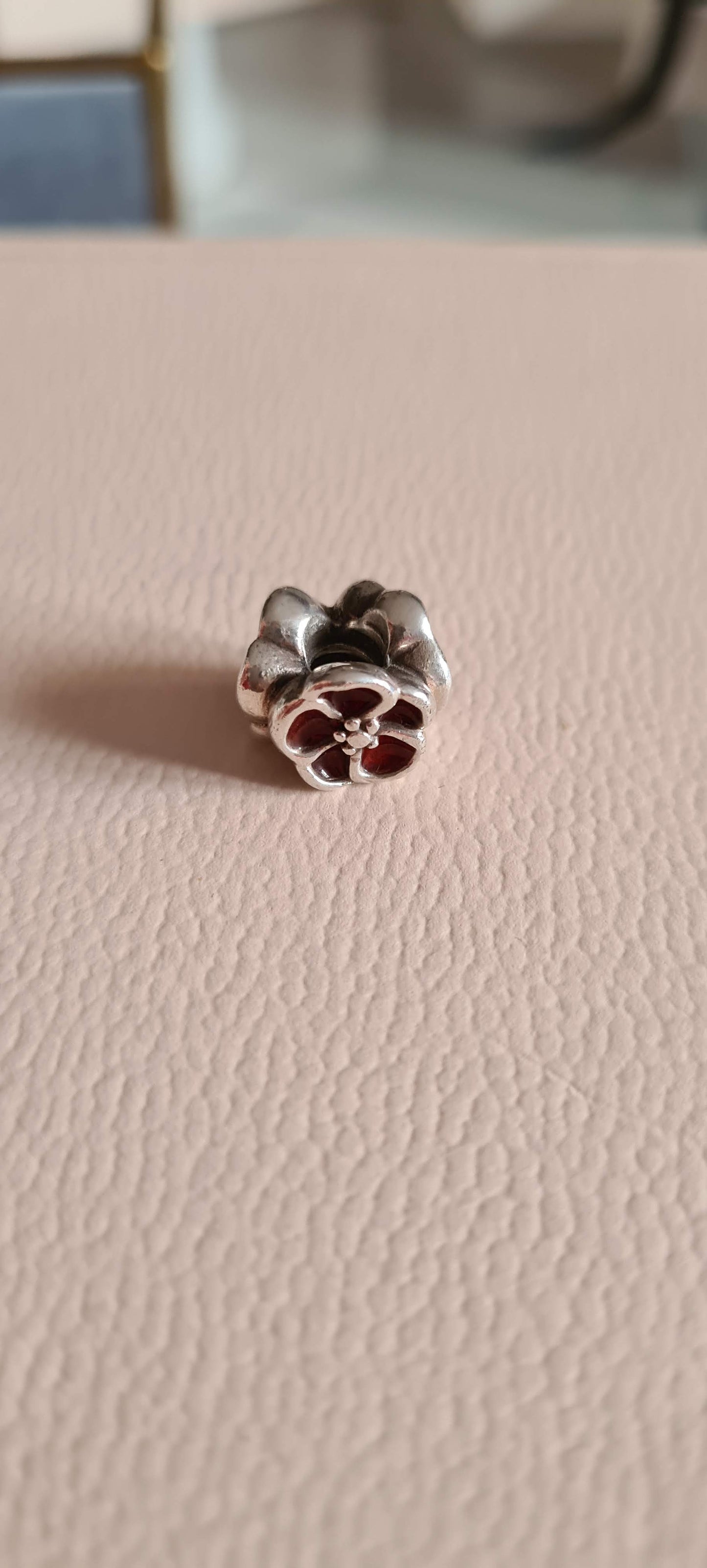 Genuine Pandora Poppy Enamel Red Flower Trio Charm