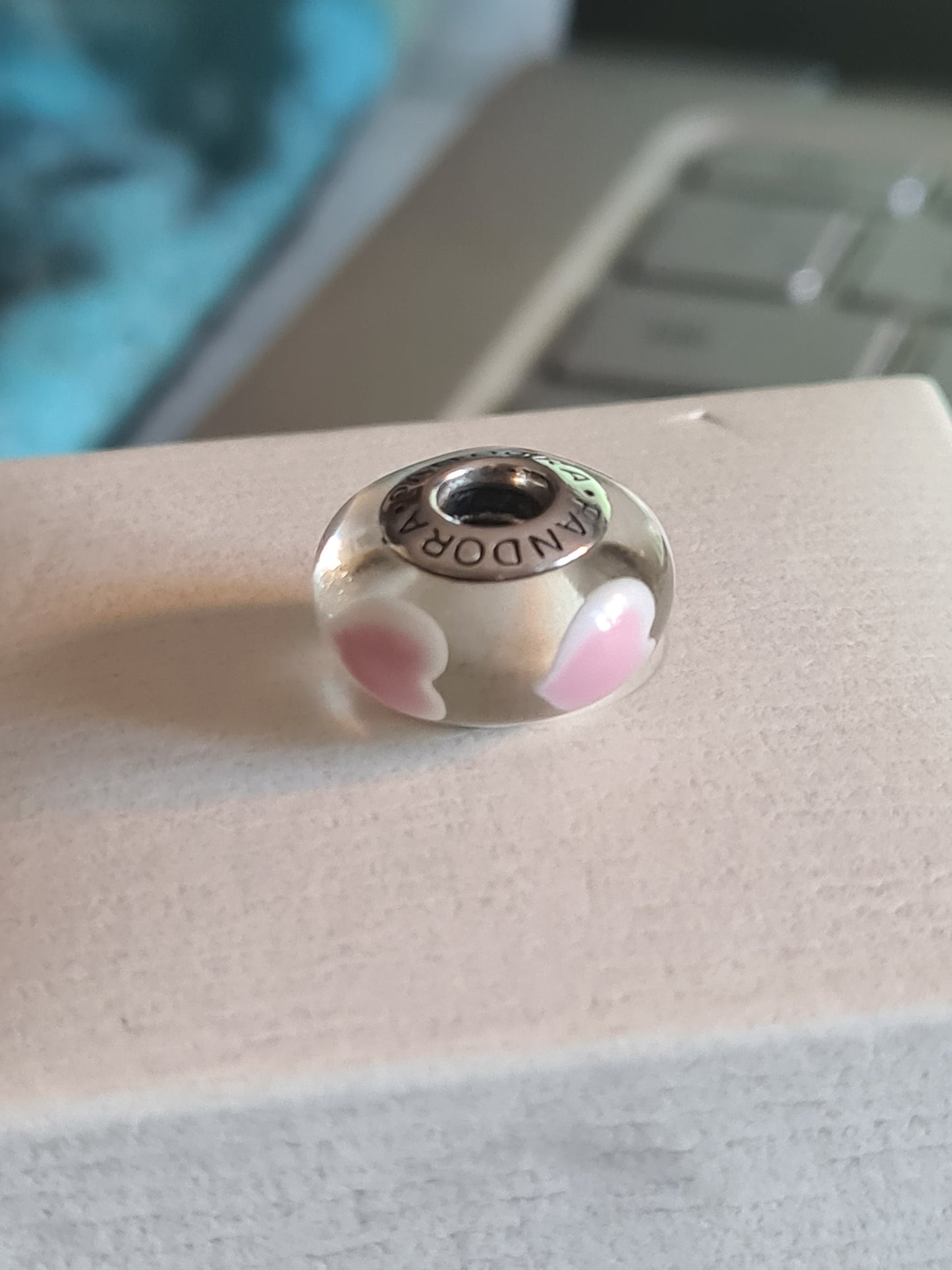 Genuine Pandora Pink Heart Murano Charm