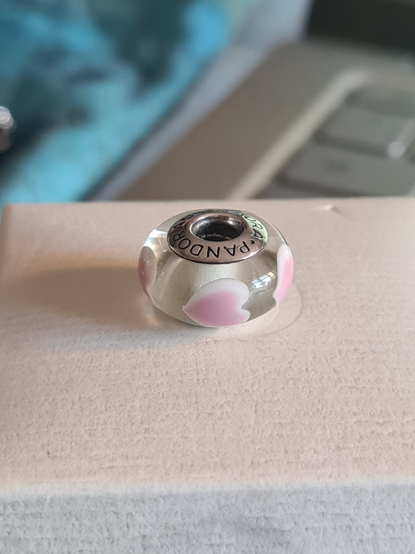 Genuine Pandora Pink Heart Murano Charm