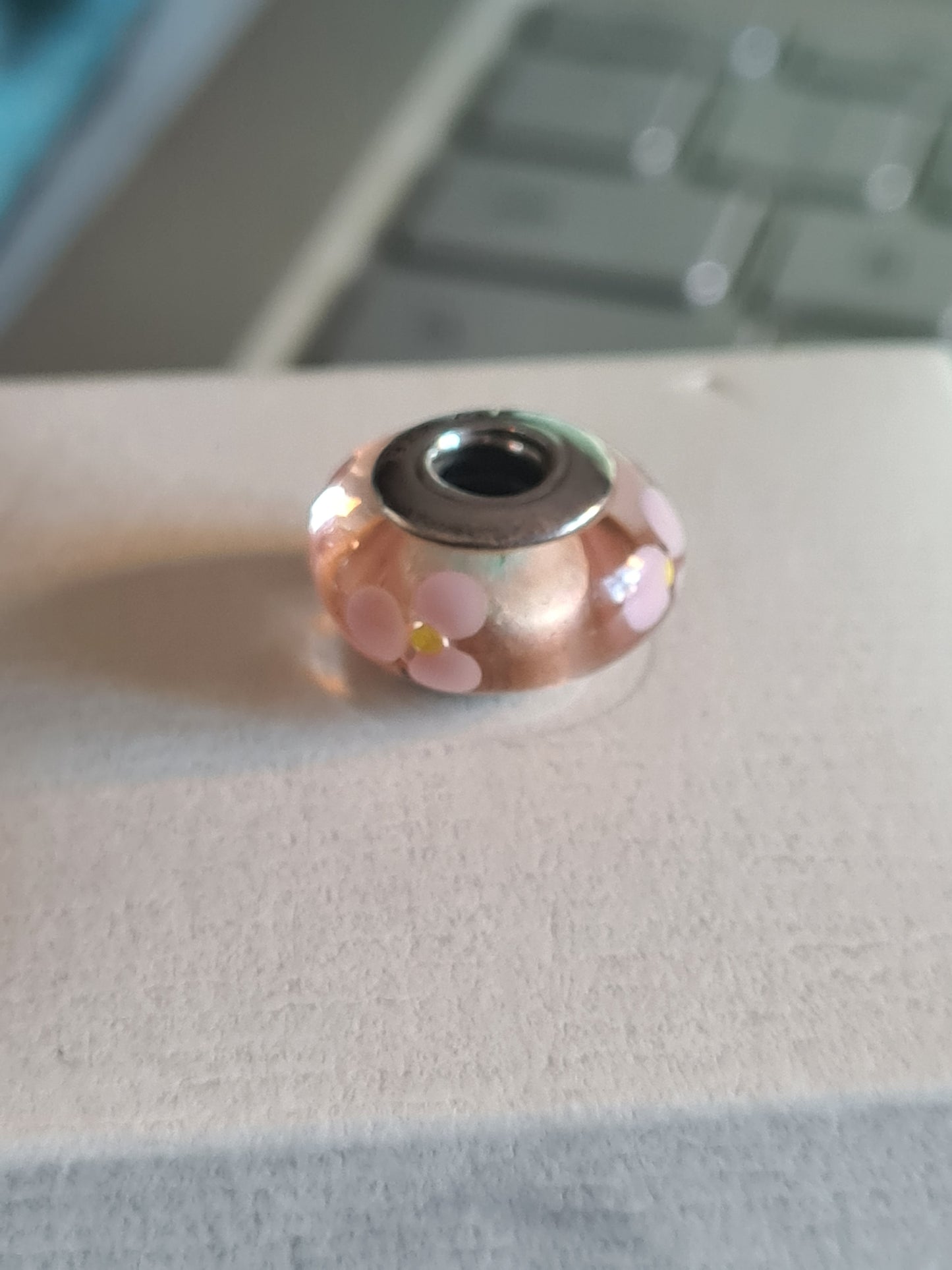 Genuine Pandora Pink Flower Murano Charm