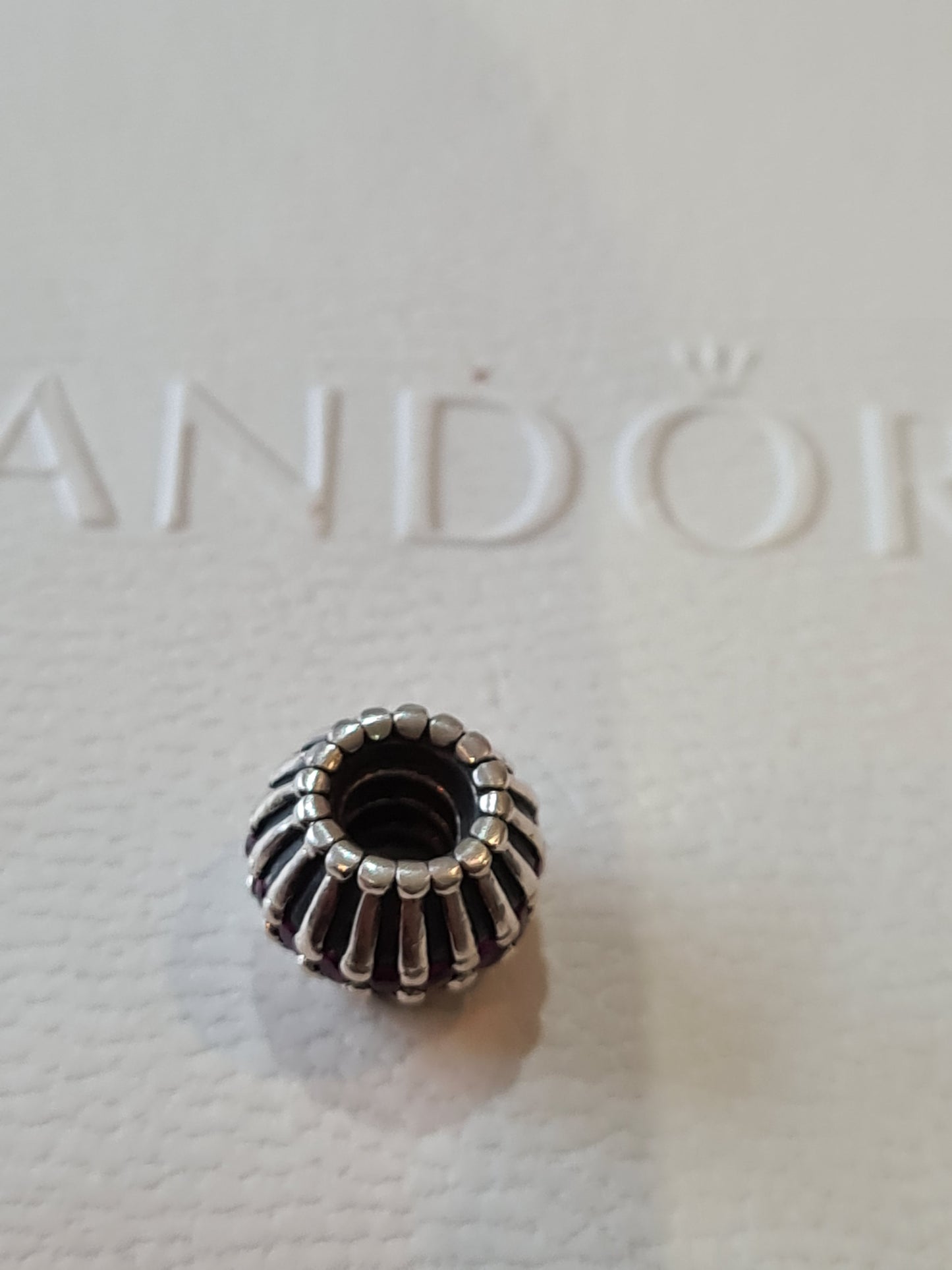Genuine Pandora Oxidised Line Charm with Hot Pink Tones Rare