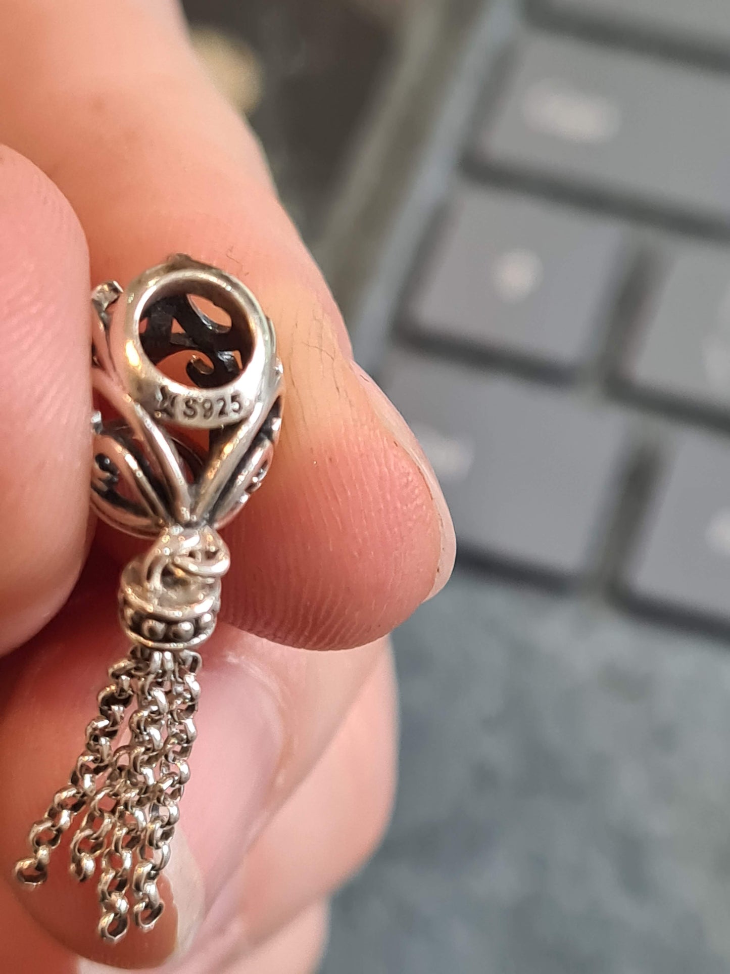 Genuine Silver Oriental Dangle Tassel Charm Dangle Pendant