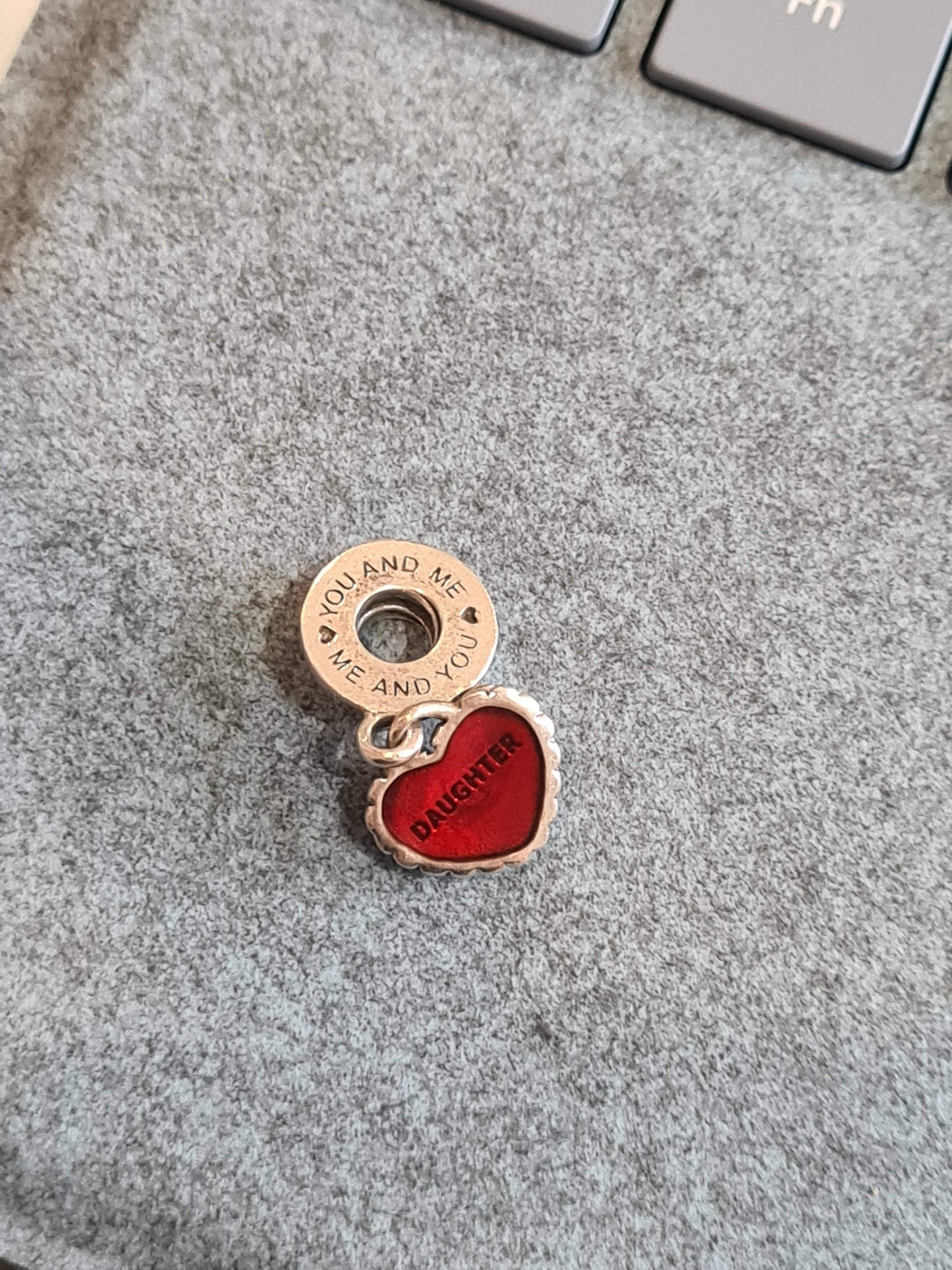 Genuine Pandora Red Enamel Heart Daughter Dangle Charm