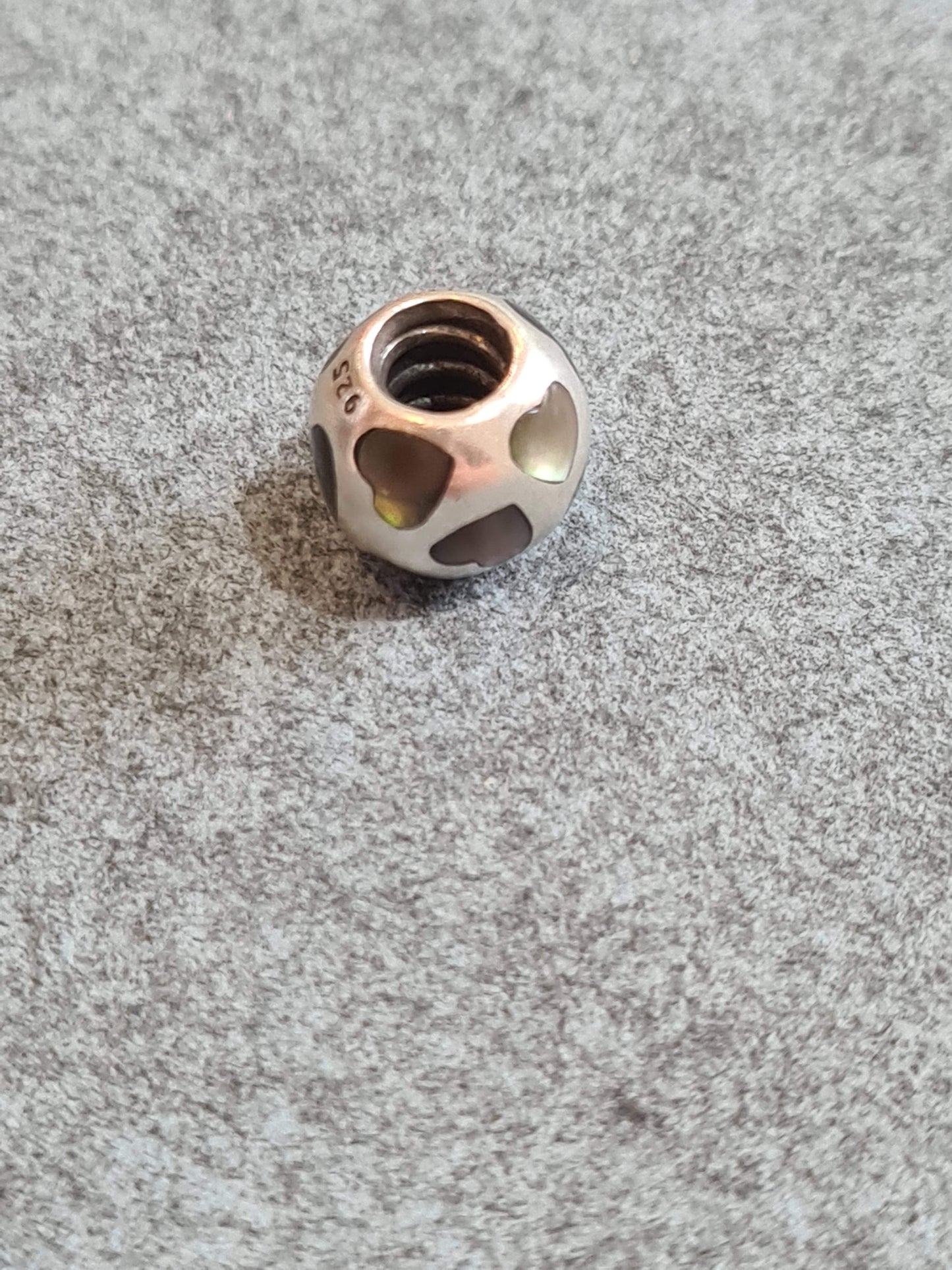 Genuine Pandora Grey Mother of Pearl Heart Charm