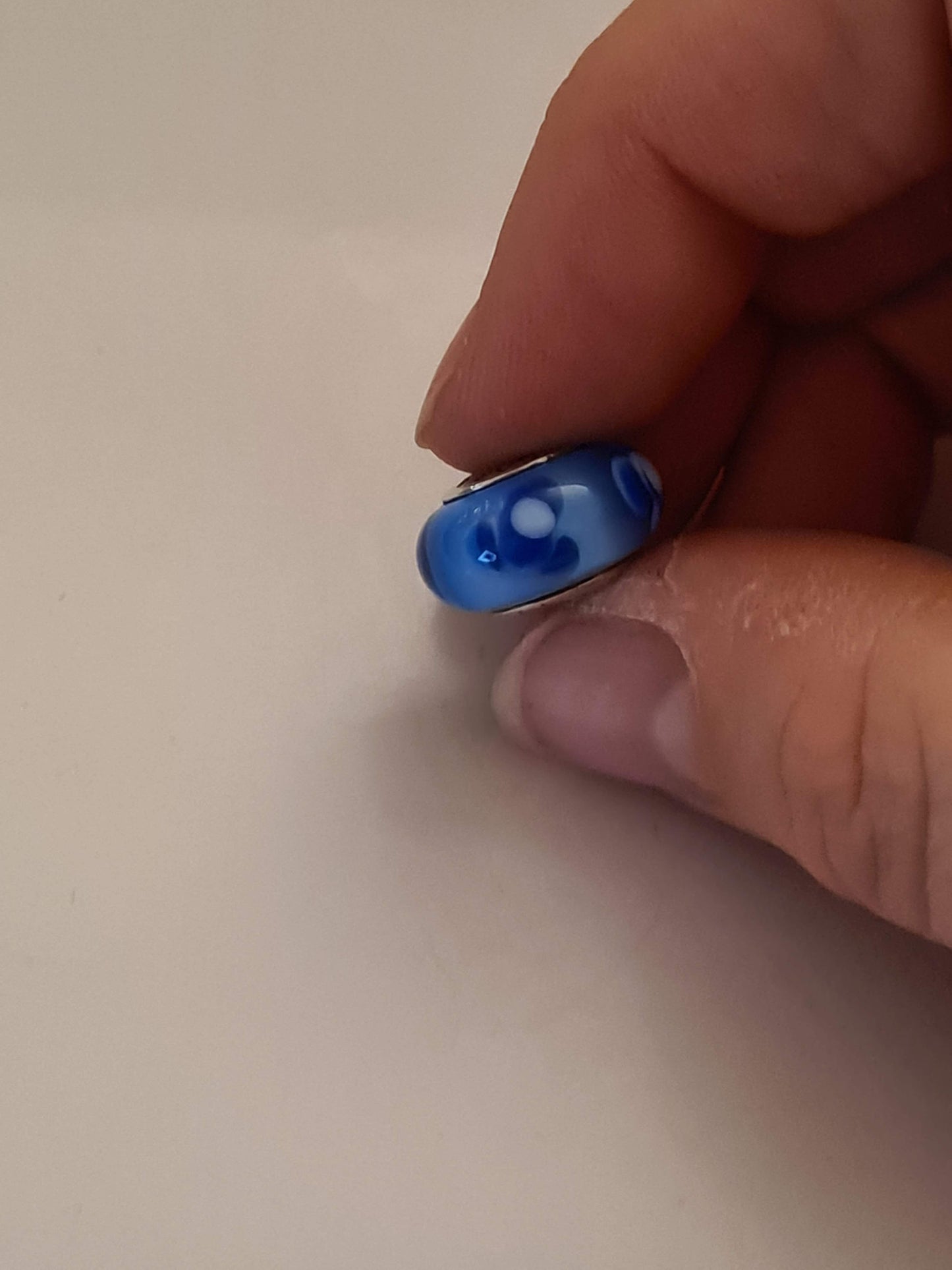 Genuine Pandora Blue/ White Flower Murano Charm