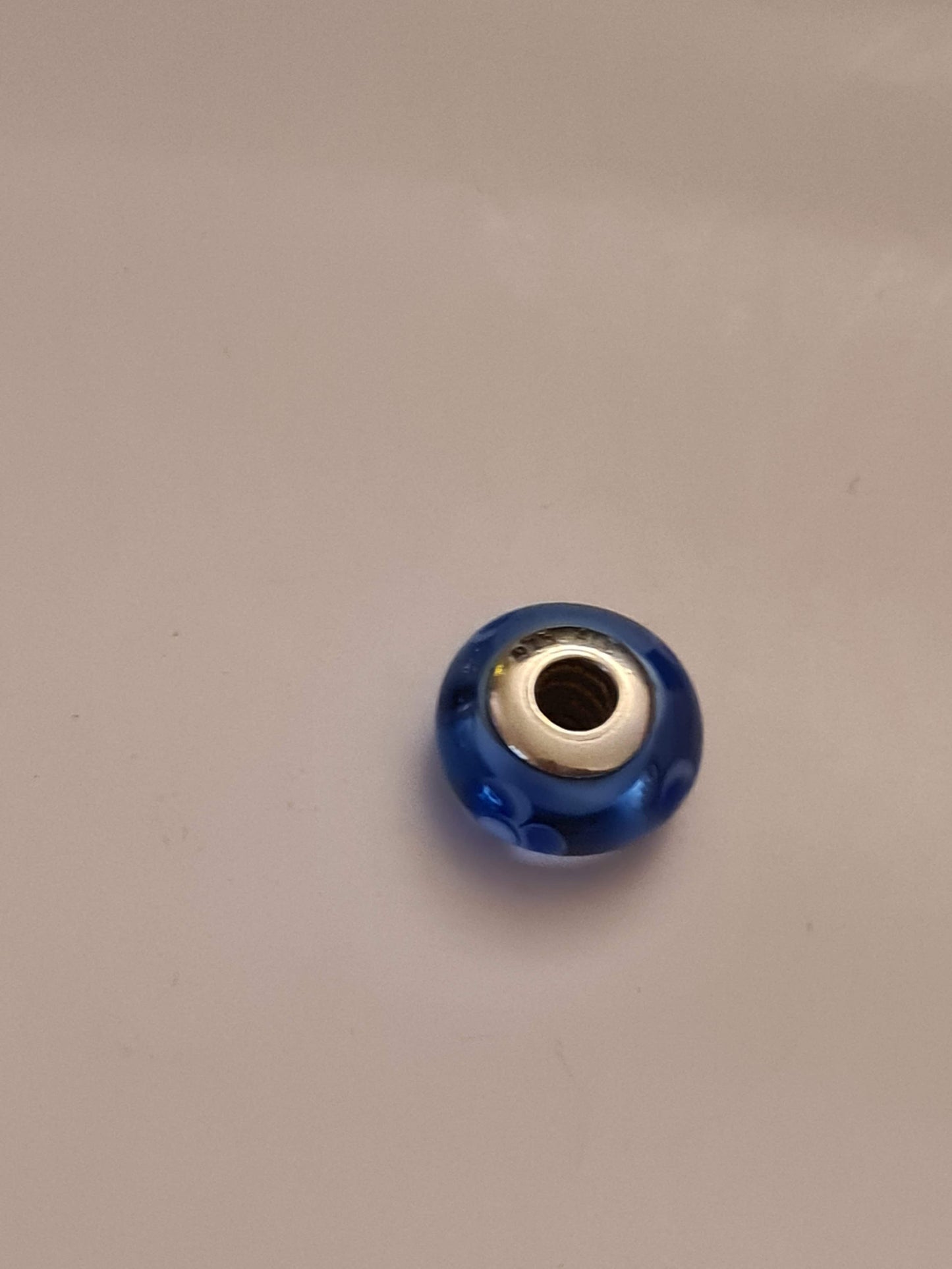 Genuine Pandora Blue/ White Flower Murano Charm