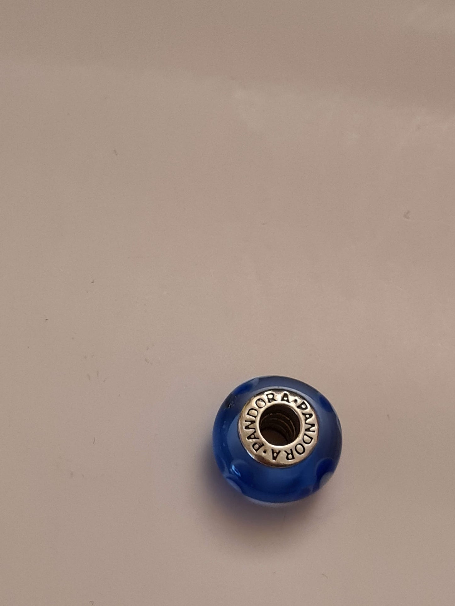 Genuine Pandora Blue/ White Flower Murano Charm