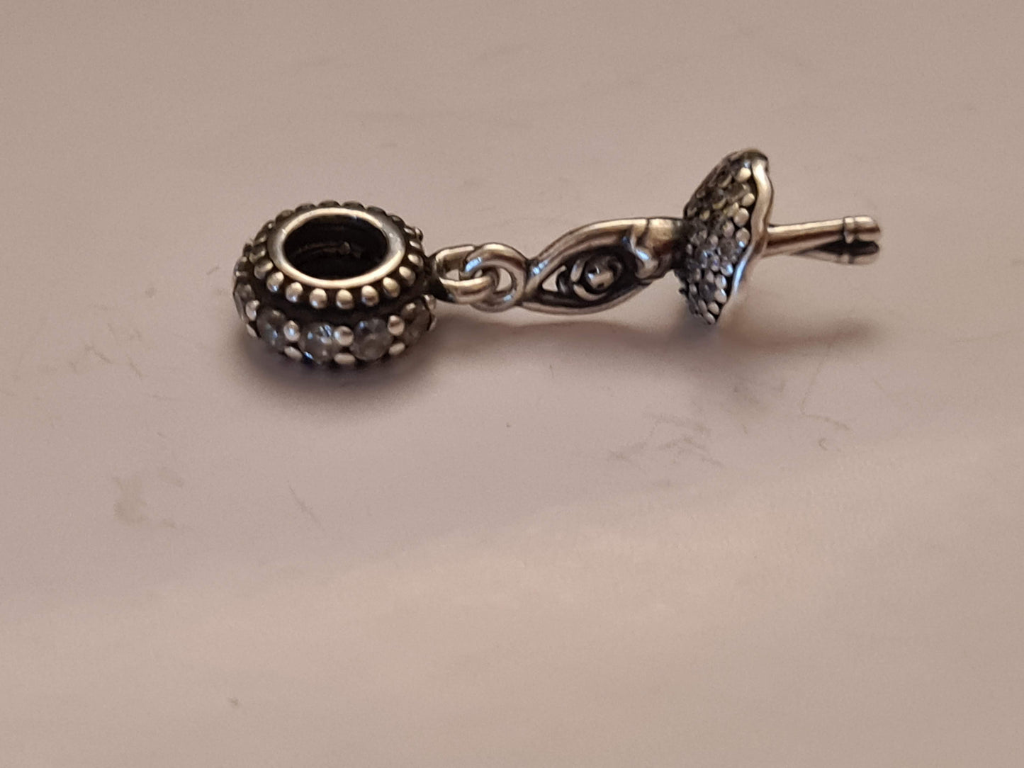 Genuine Pandora Beautiful Dangle Ballerina Charm with Pave Skirt