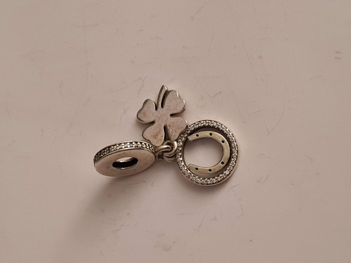 Genuine Pandora Lucky Horse Shoe Clover Pave Good Luck Wedding Gift Charm