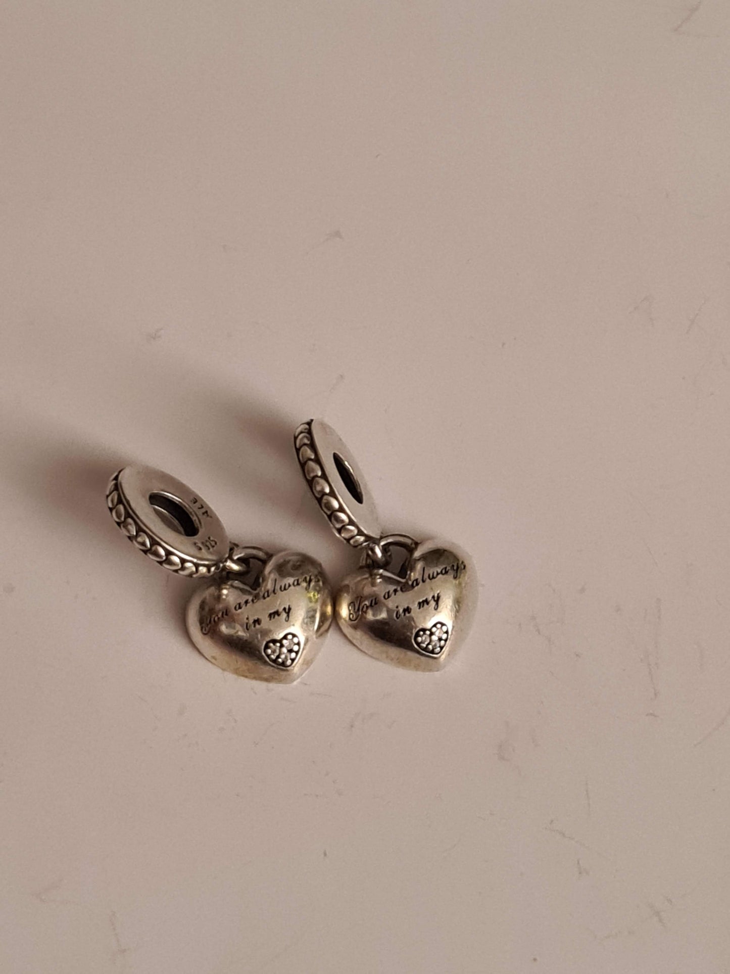 Genuine Pandora Mother and Daughter Enamel Charms Two Halves of a Heart