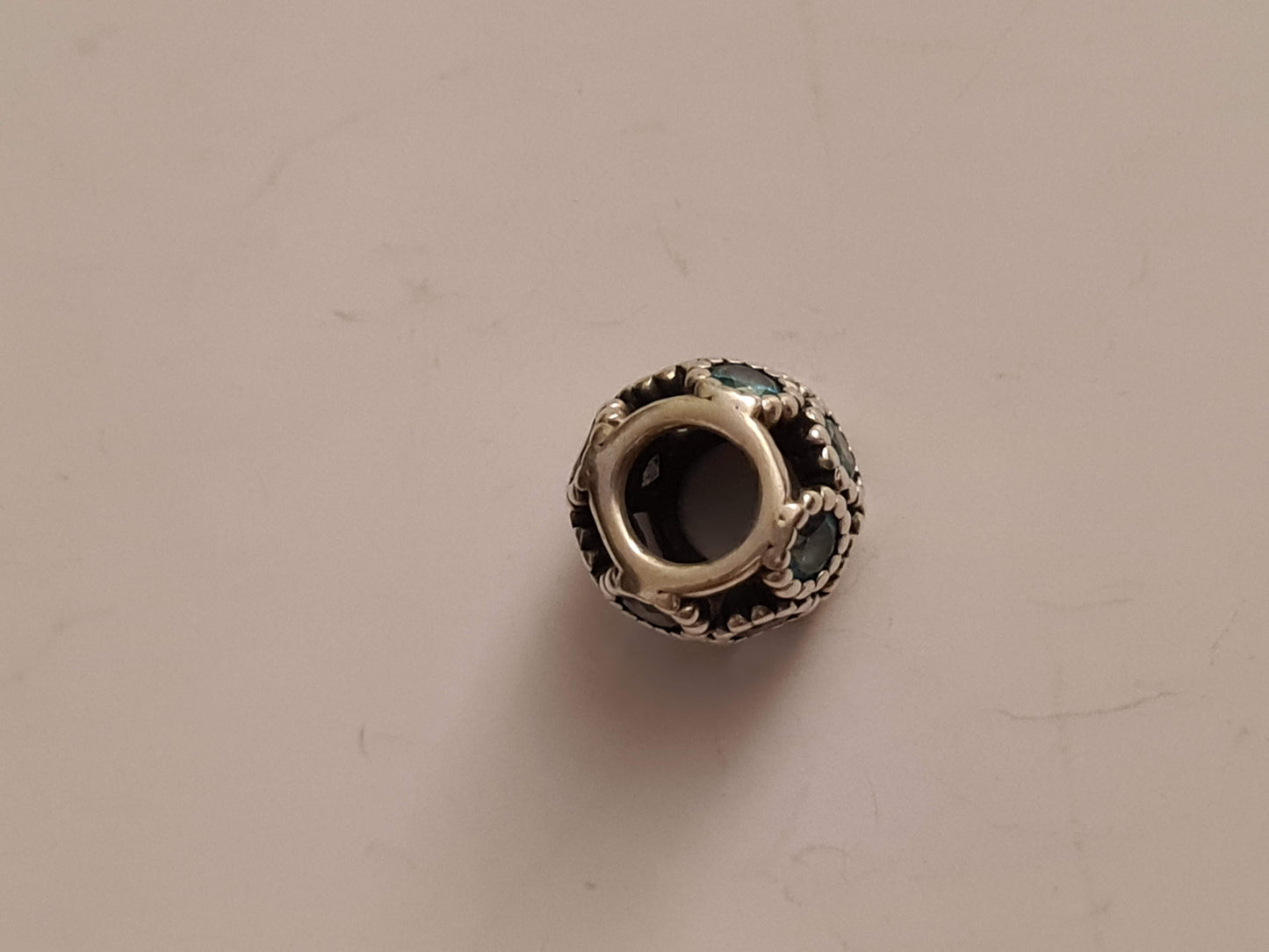 Genuine Pandora Teal Turquoise Blue Stone Openwork Charm