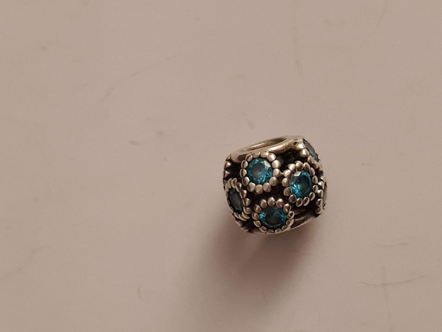 Genuine Pandora Teal Turquoise Blue Stone Openwork Charm