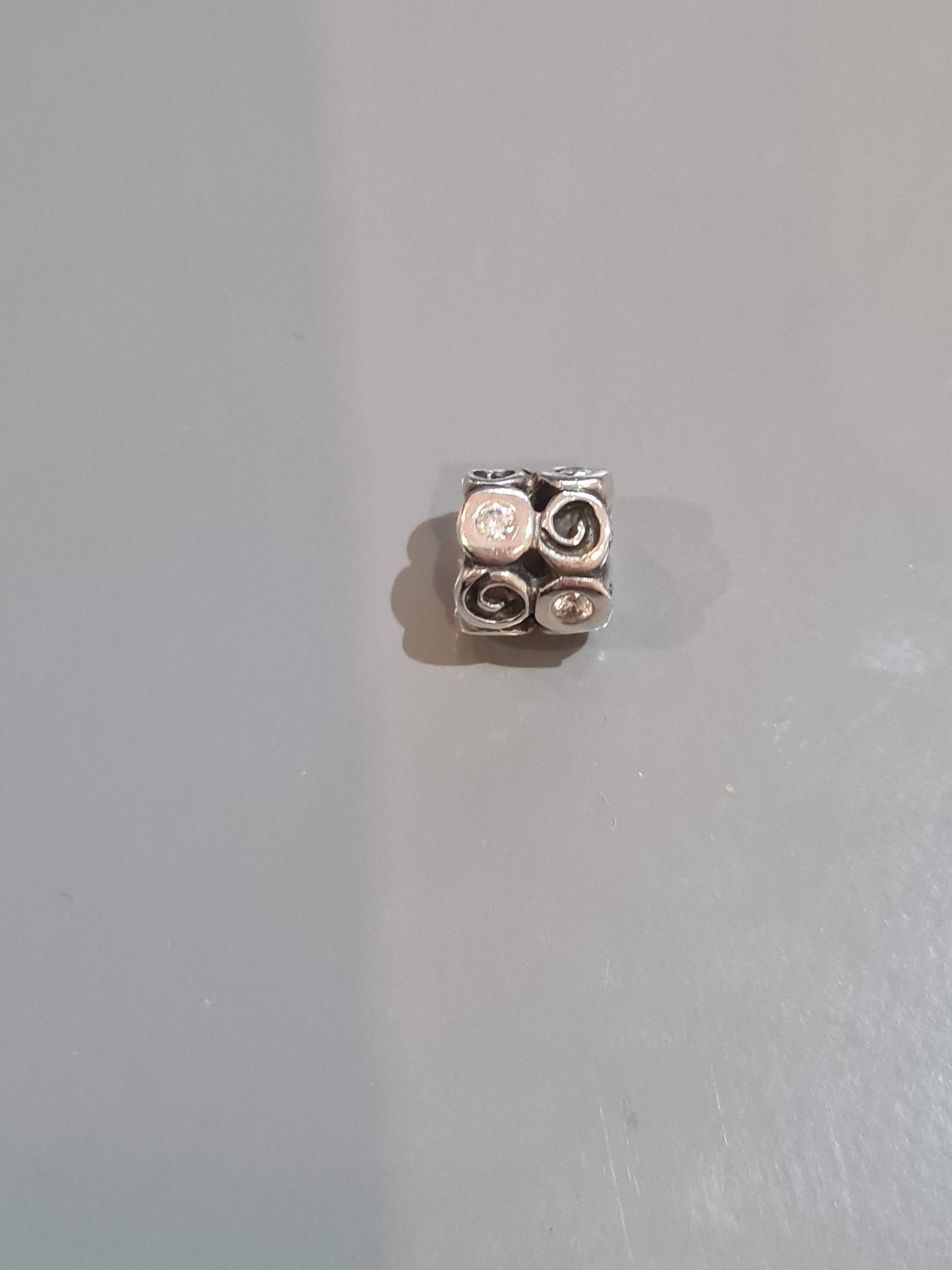 Genuine Pandora CZ Stone and Swirl Retired Charm