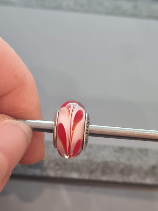 Genuine Pandora Red Swirl Paint Murano