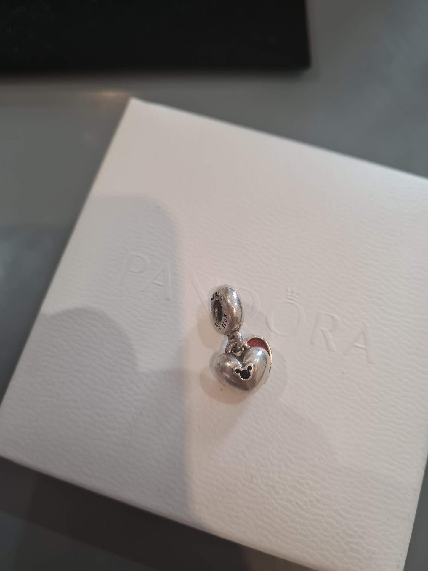 Genuine Pandora Disney Mickey and Minnie Dangle Red Enamel Charm