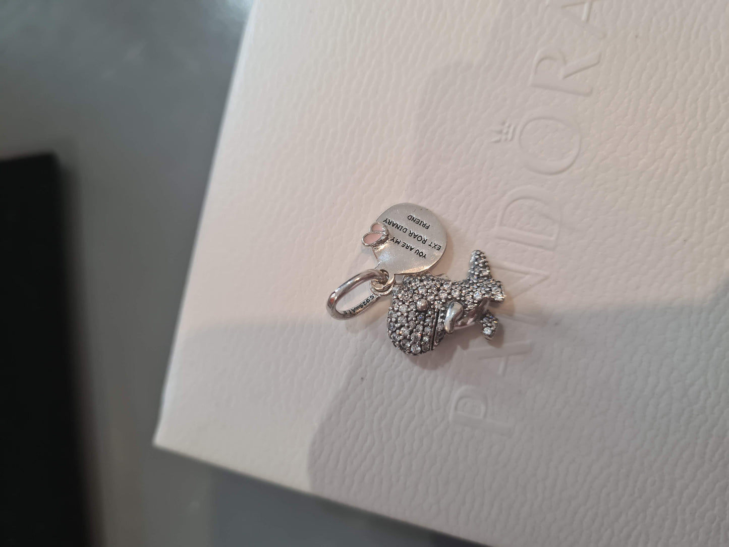Genuine Pandora Pave Dinosaur You are my Rawrsome Friend Charm