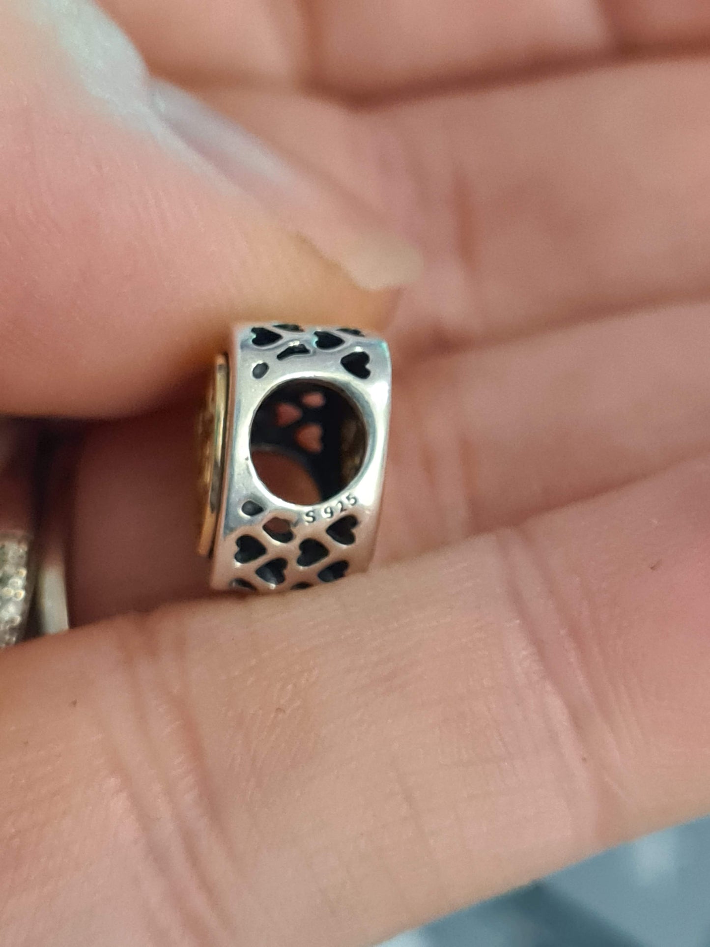 Genuine Pandora Two Tone Heart Lock Charm Intricate Charm
