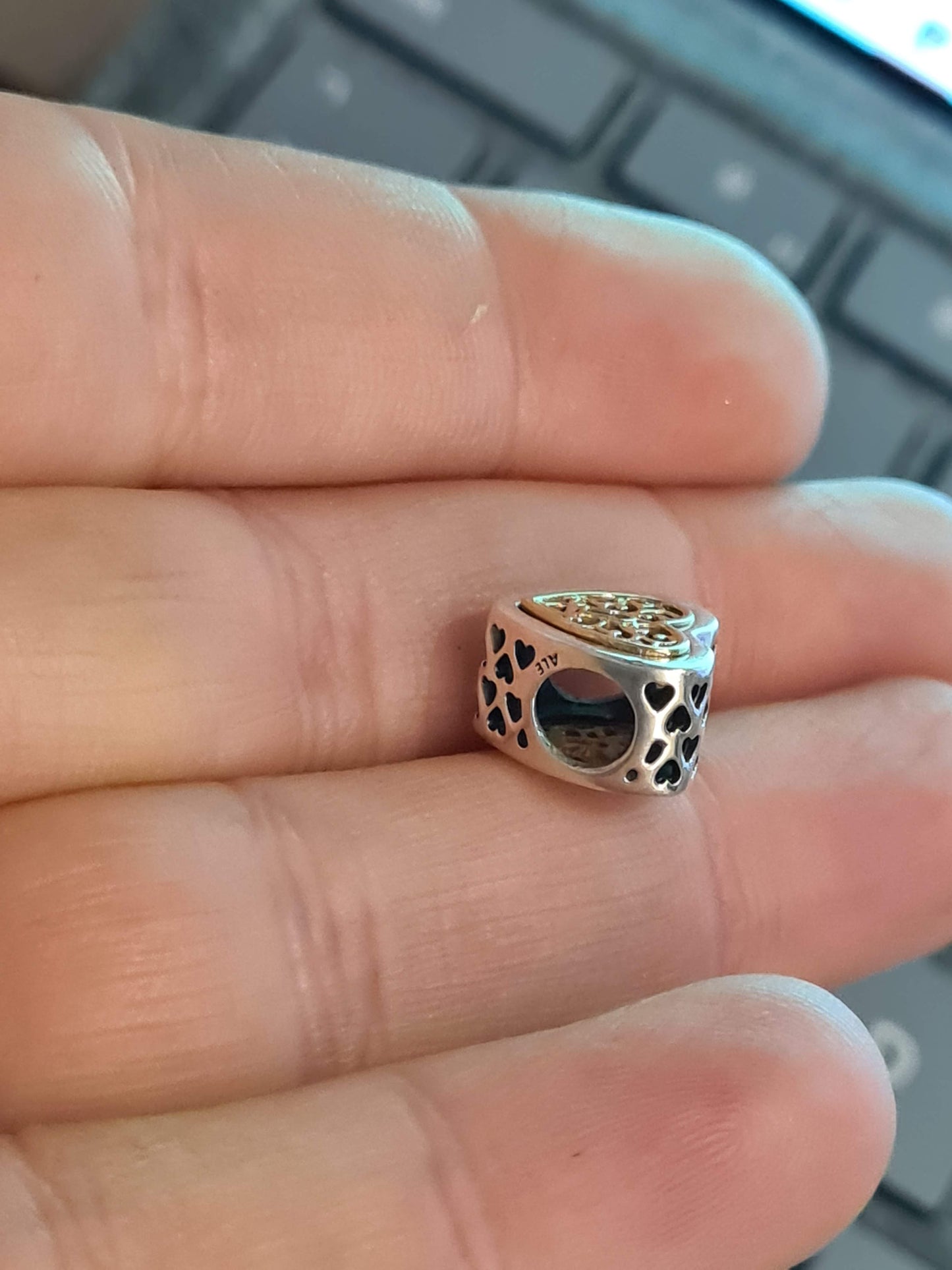 Genuine Pandora Two Tone Heart Lock Charm Intricate Charm