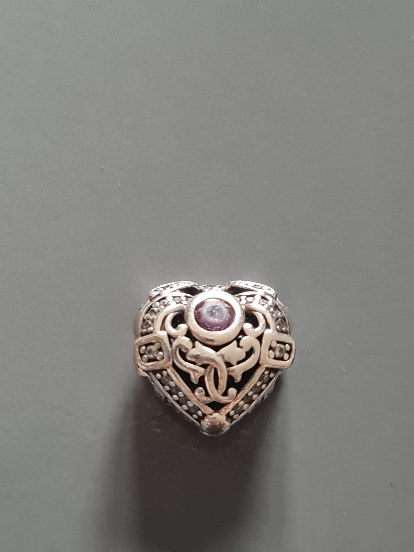 Genuine Pandora Heart With Pink Stone Pave