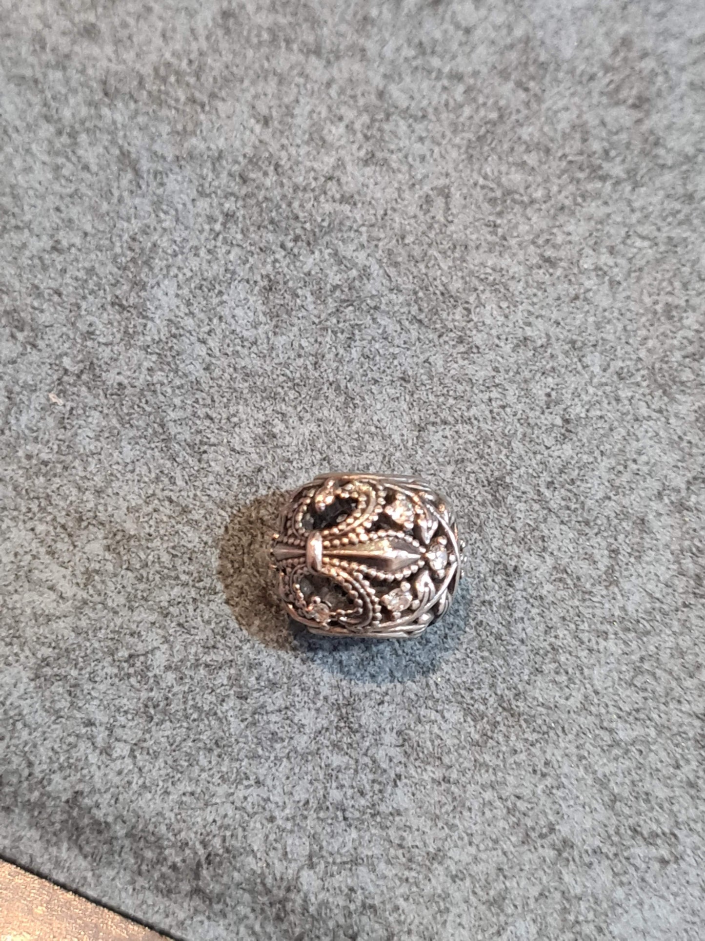 Genuine Pandora Fluer De Lis Pave Openwork Charm with Clear Stones