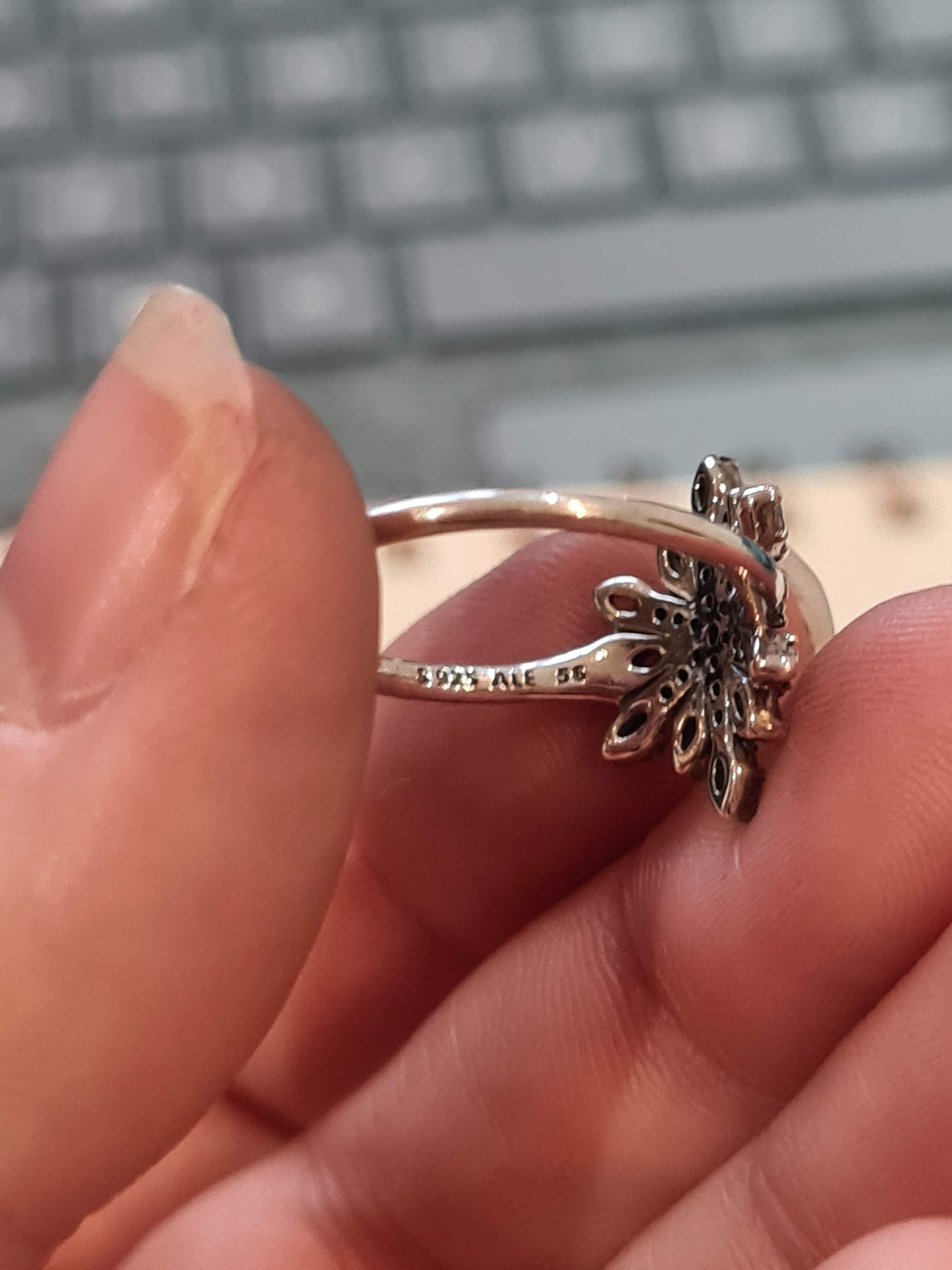 Genuine Pandora Blue Snowflake Christmas Winter Ring Size 52