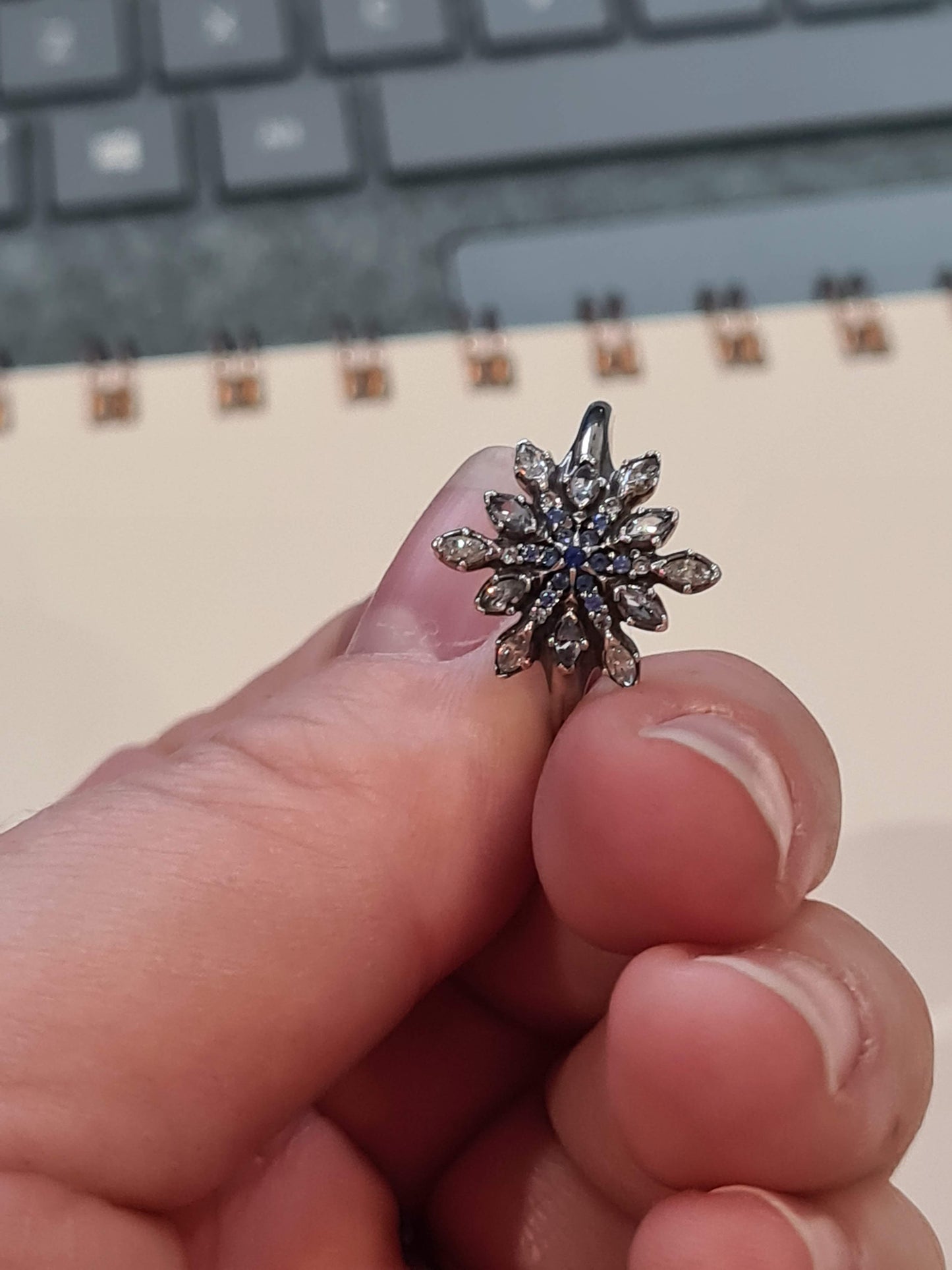 Genuine Pandora Blue Snowflake Christmas Winter Ring Size 52