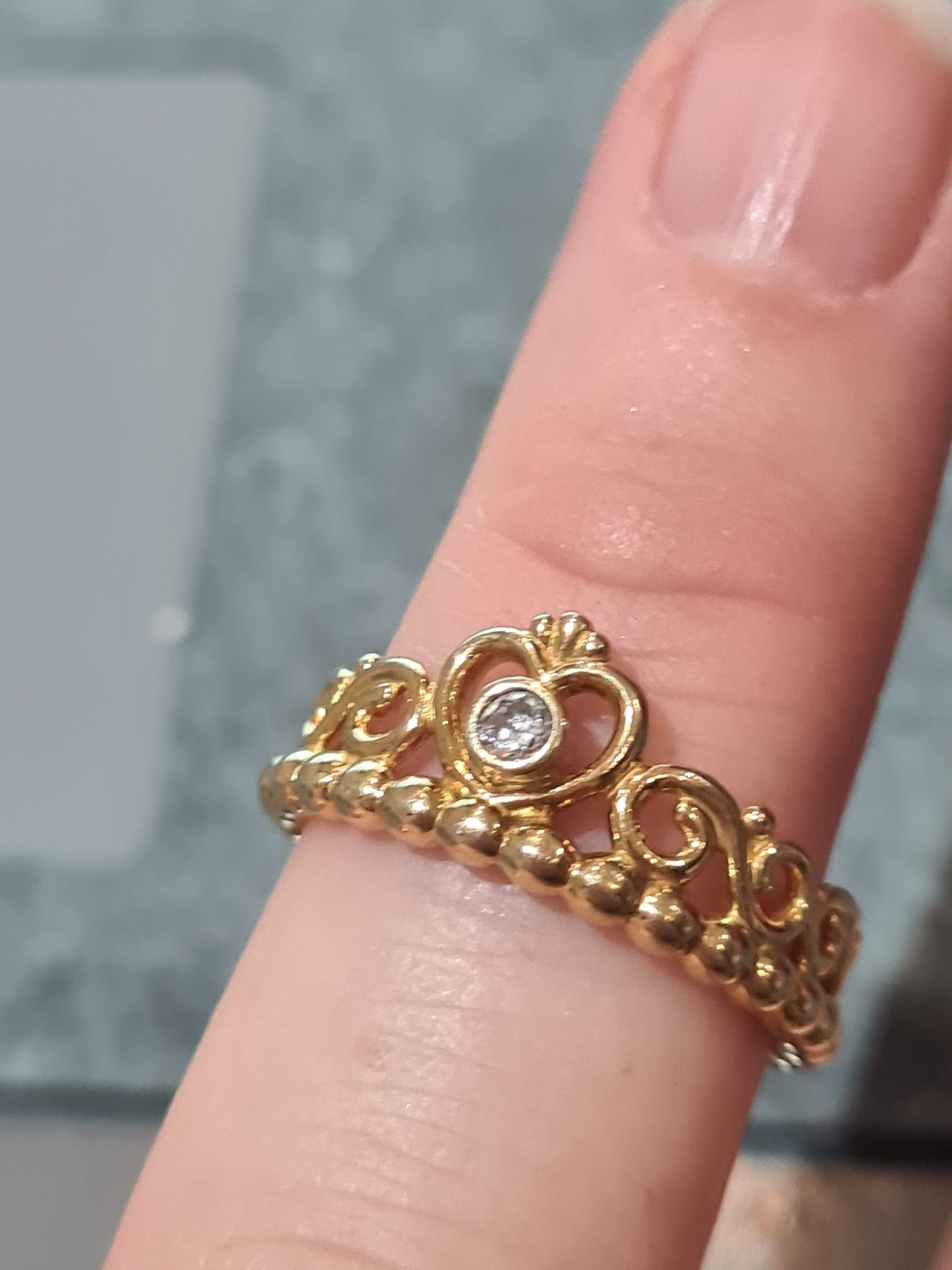 Genuine Pandora Shine Gold Princess Tiara Ring Size 56