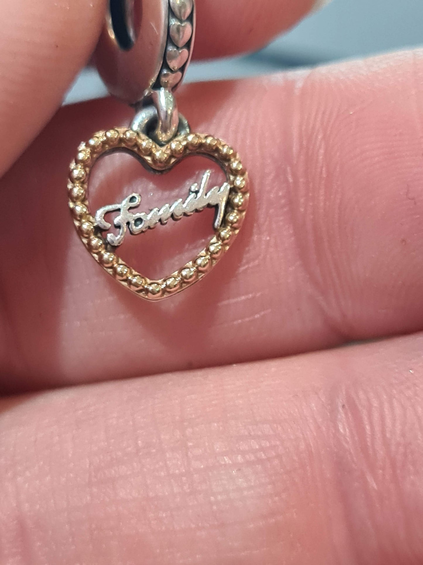 Genuine Pandora Gold Two Tone Family Dangle Charm