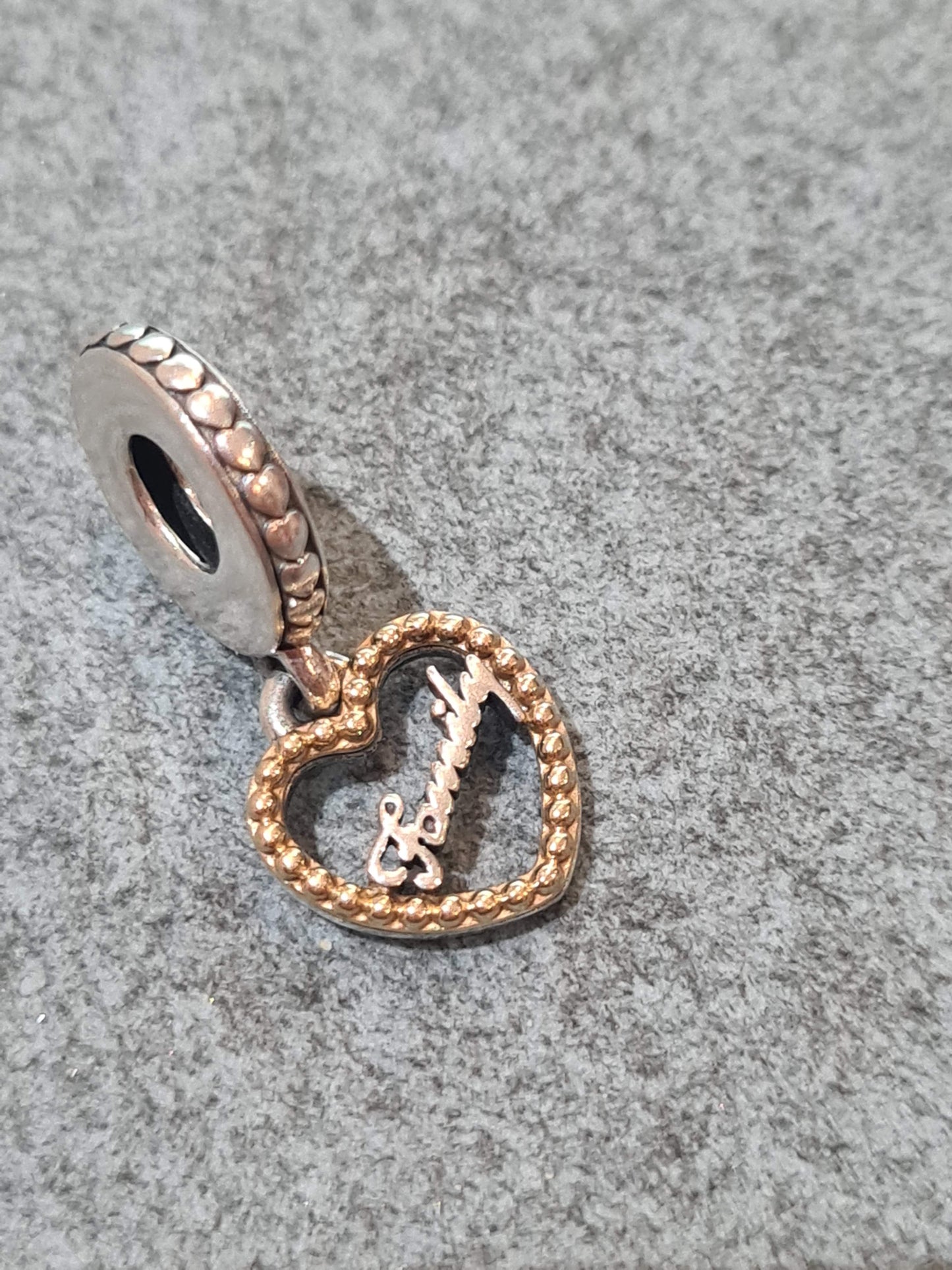 Genuine Pandora Gold Two Tone Family Dangle Charm